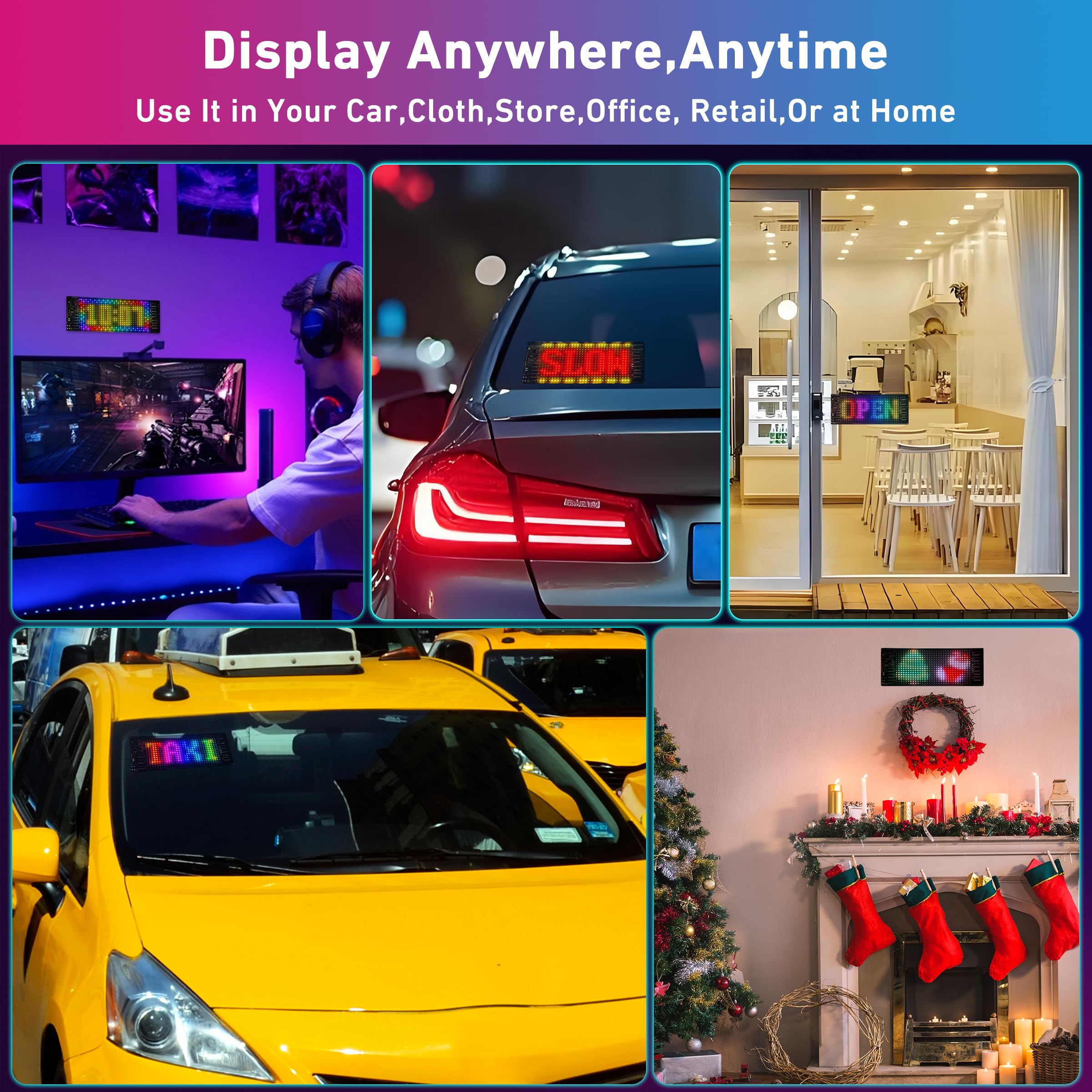 Programmable Devil Eyes Car Lights – Flexible RGB LED Windshield Display with App & Remote Control for Cars & Trucks