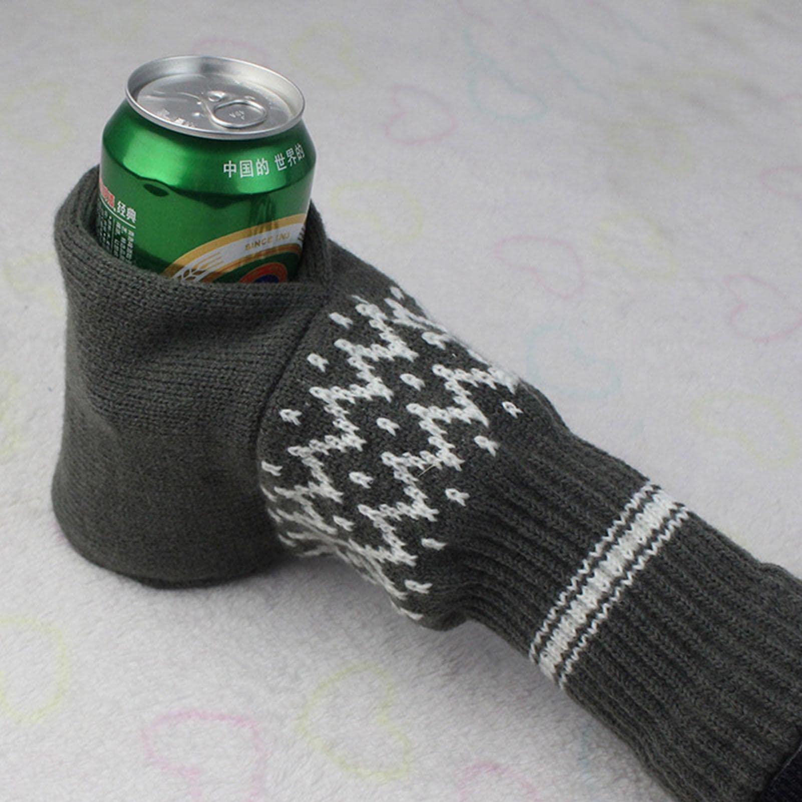 Winter Beer Mittens with Built-In Drink Holder – Cozy Knit Beer Holding Gloves, Funny Christmas Gift for Beer Lovers & Outdoor Parties