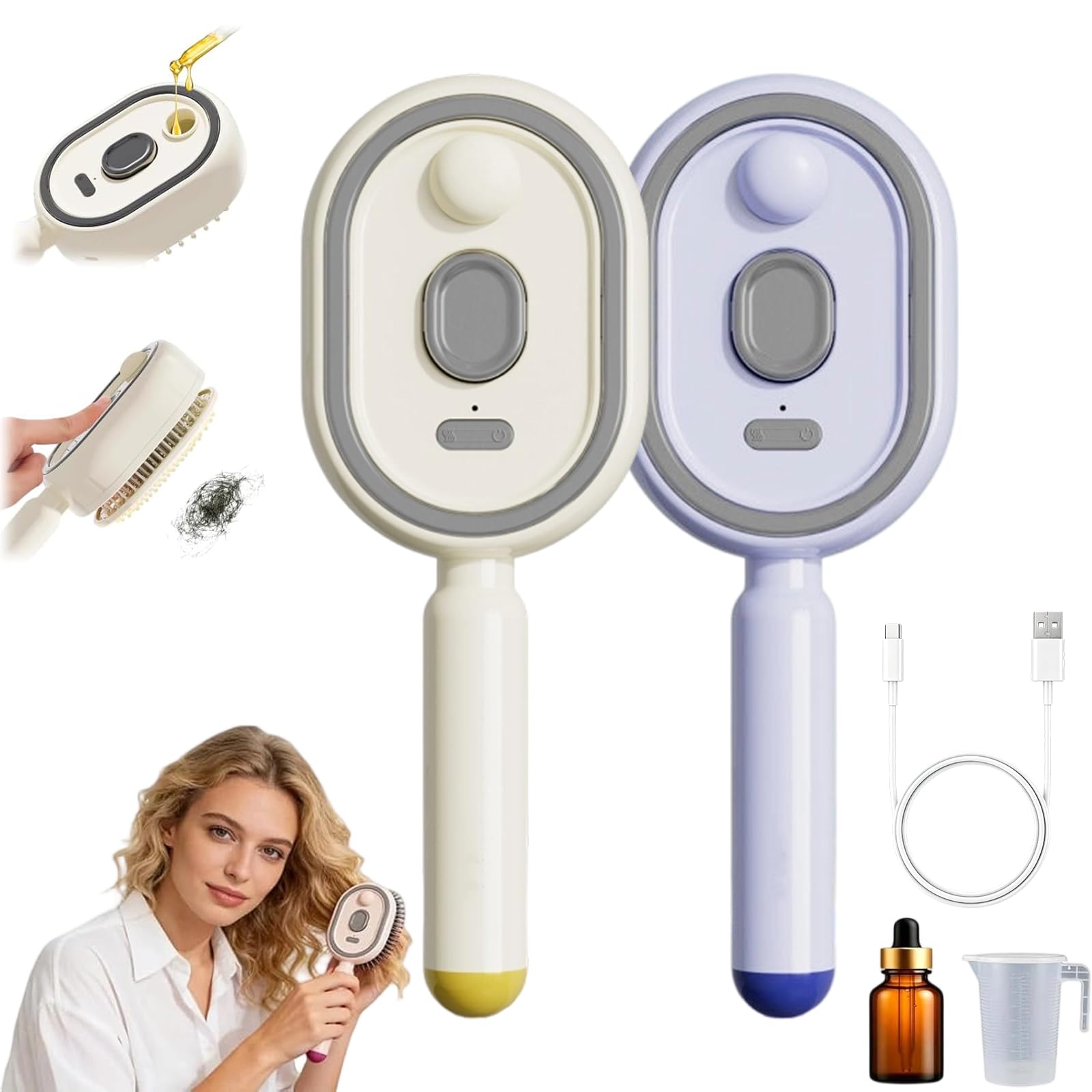 Electric Spray Massage Hair Brush – Self-Cleaning Anti-Frizz Detangling Comb