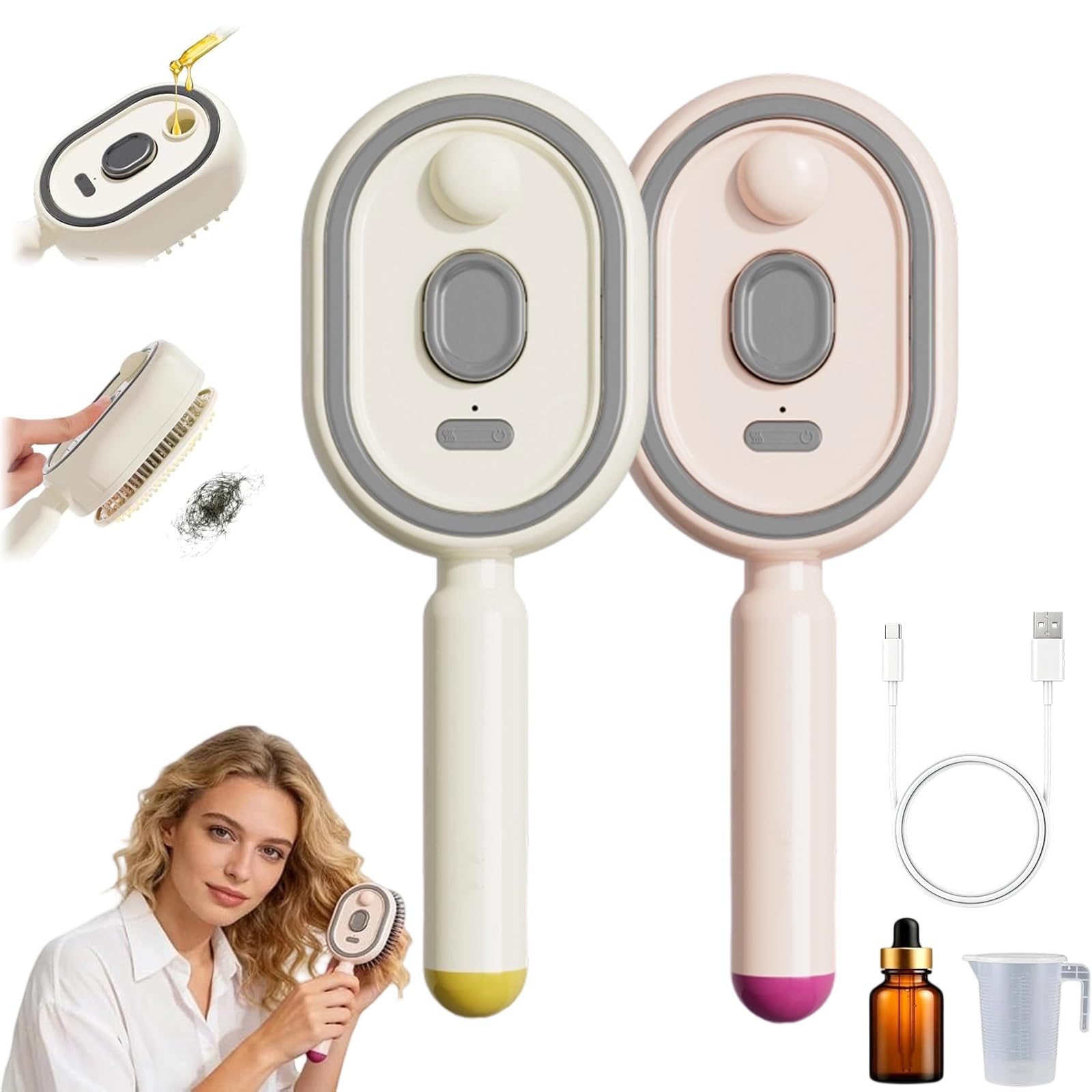Electric Spray Massage Hair Brush – Self-Cleaning Anti-Frizz Detangling Comb