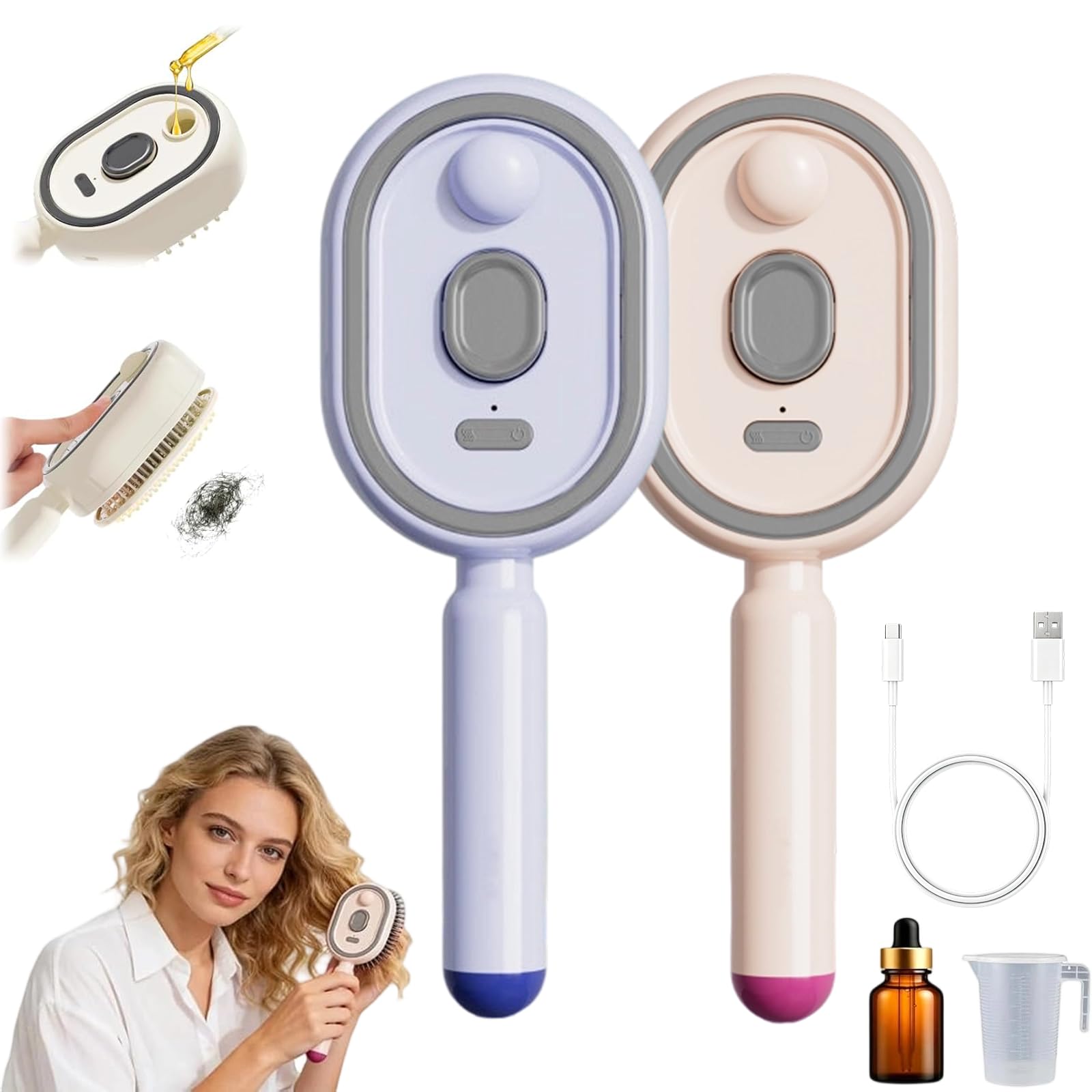 Electric Spray Massage Hair Brush – Self-Cleaning Anti-Frizz Detangling Comb