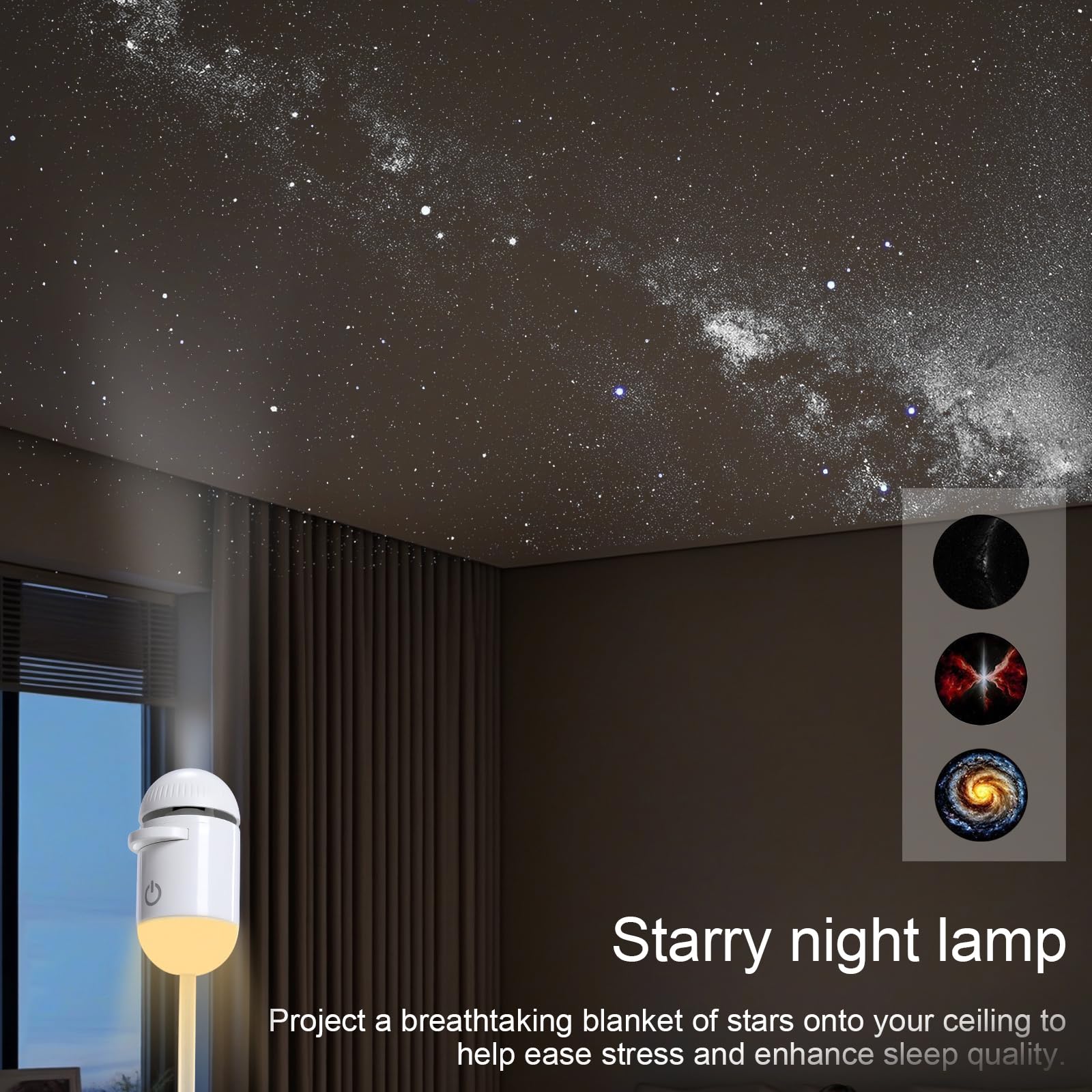Mini Galaxy Projector Night Light – USB Starry Sky Lamp for Bedroom & Room Decor