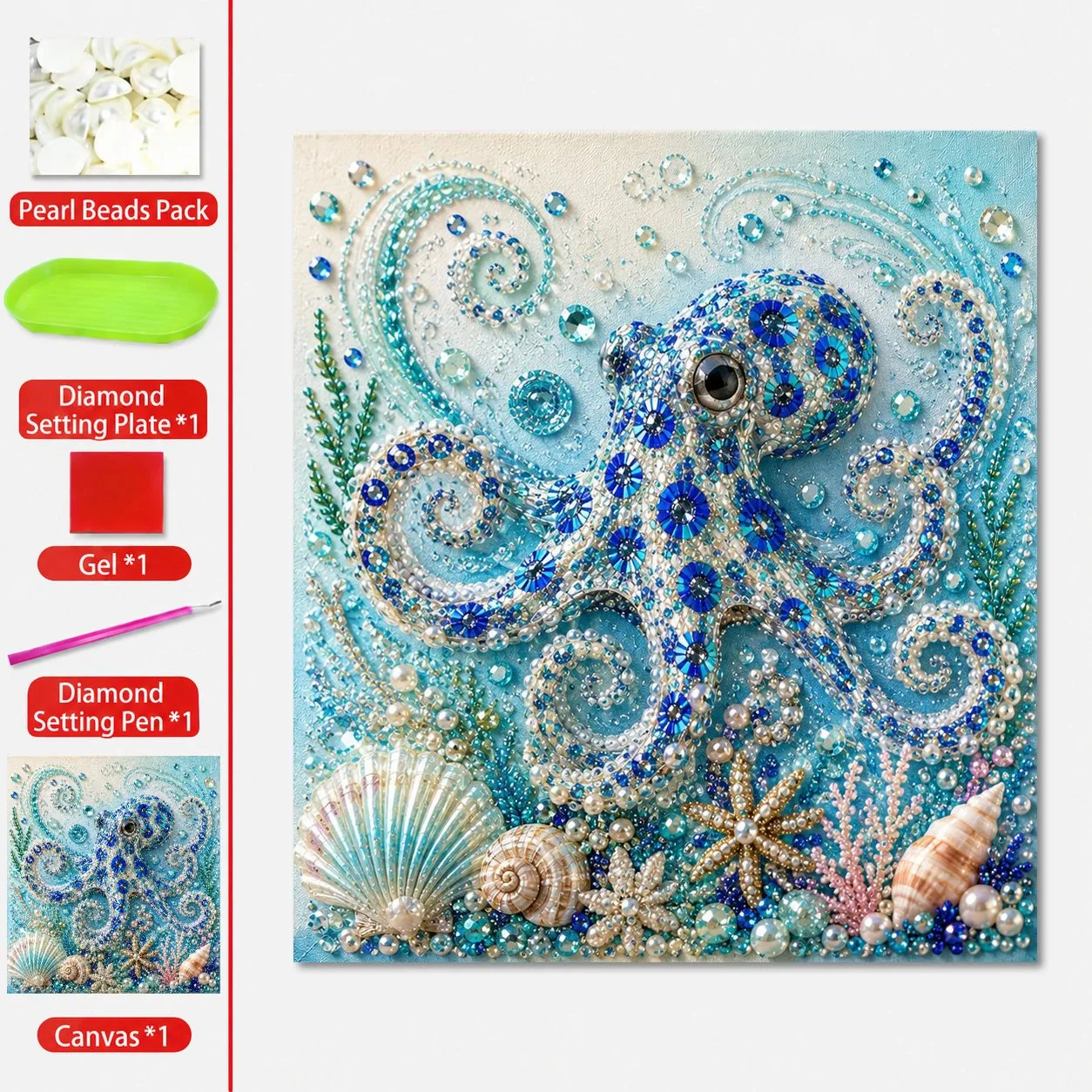 Ocean Theme Pearl Art DIY Kit – Create Stunning 3D Beaded Coastal Artwork & Relaxing Handmade Home