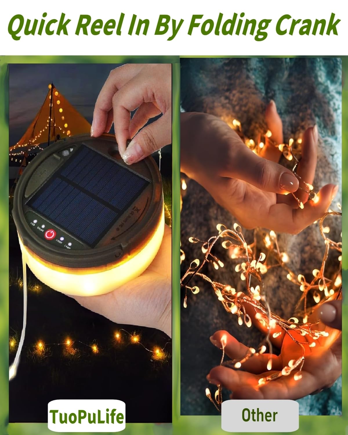 Solar Camping String Lights – 39FT Rechargeable Tent Lantern with 8 Lighting Modes