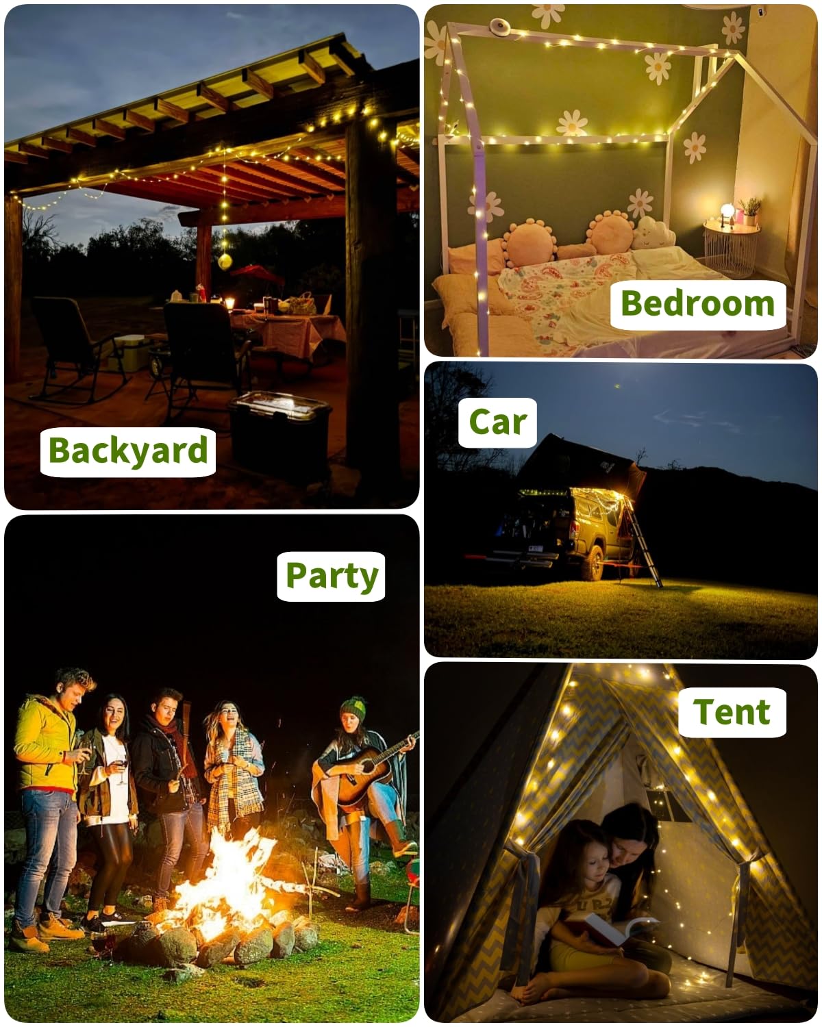 Solar Camping String Lights – 39FT Rechargeable Tent Lantern with 8 Lighting Modes