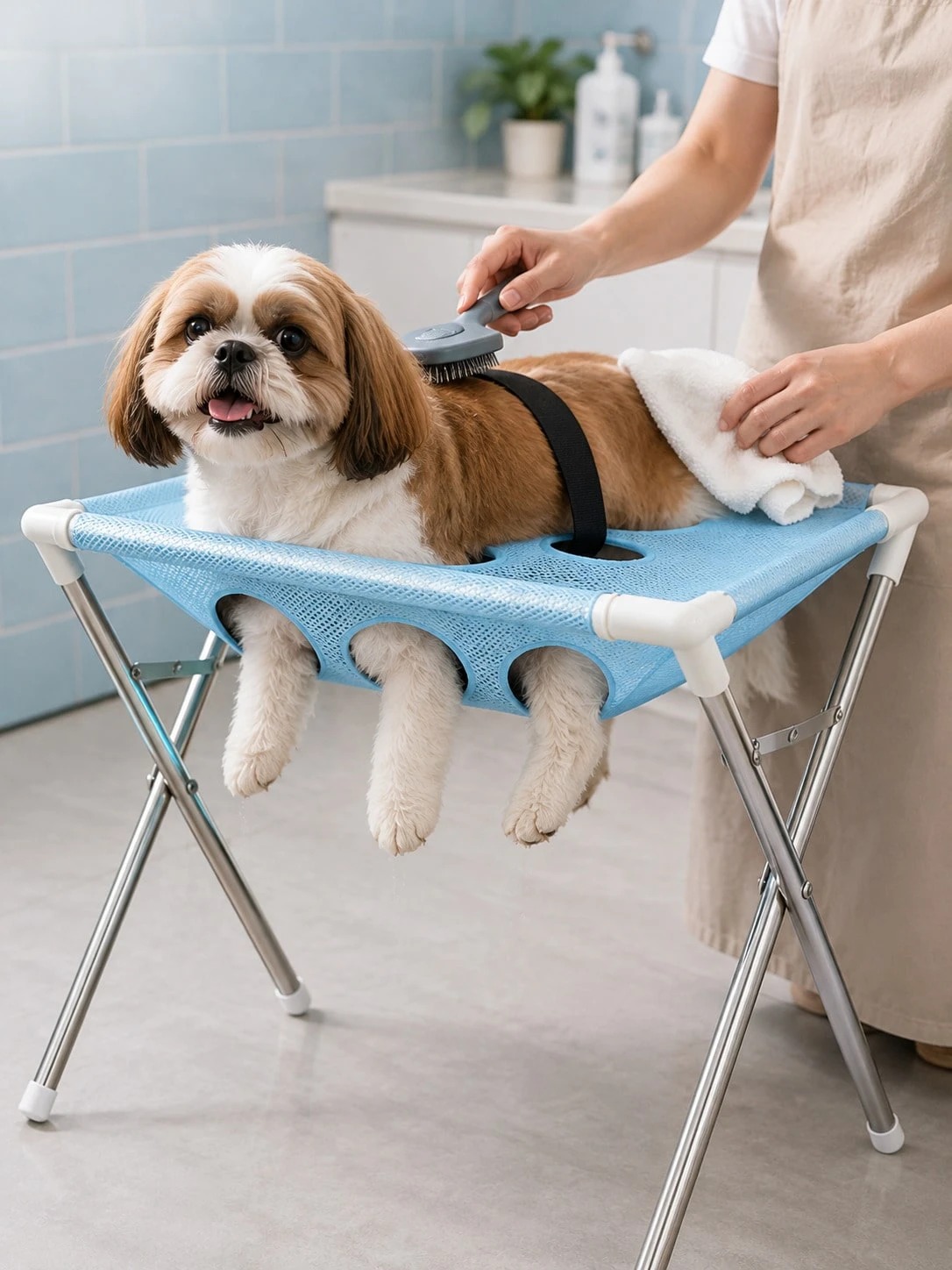 Foldable Dog Bathing Stand – Elevated Pet Grooming & Shower Platform for Dogs