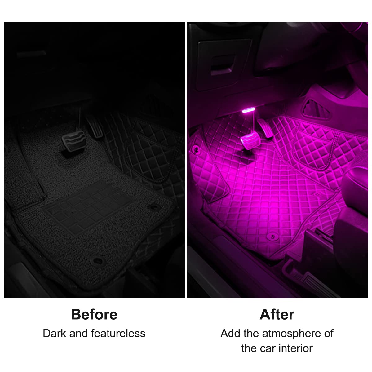 4PCS Wireless RGB Car Interior Lights – Rechargeable Ambient LED Car Decor