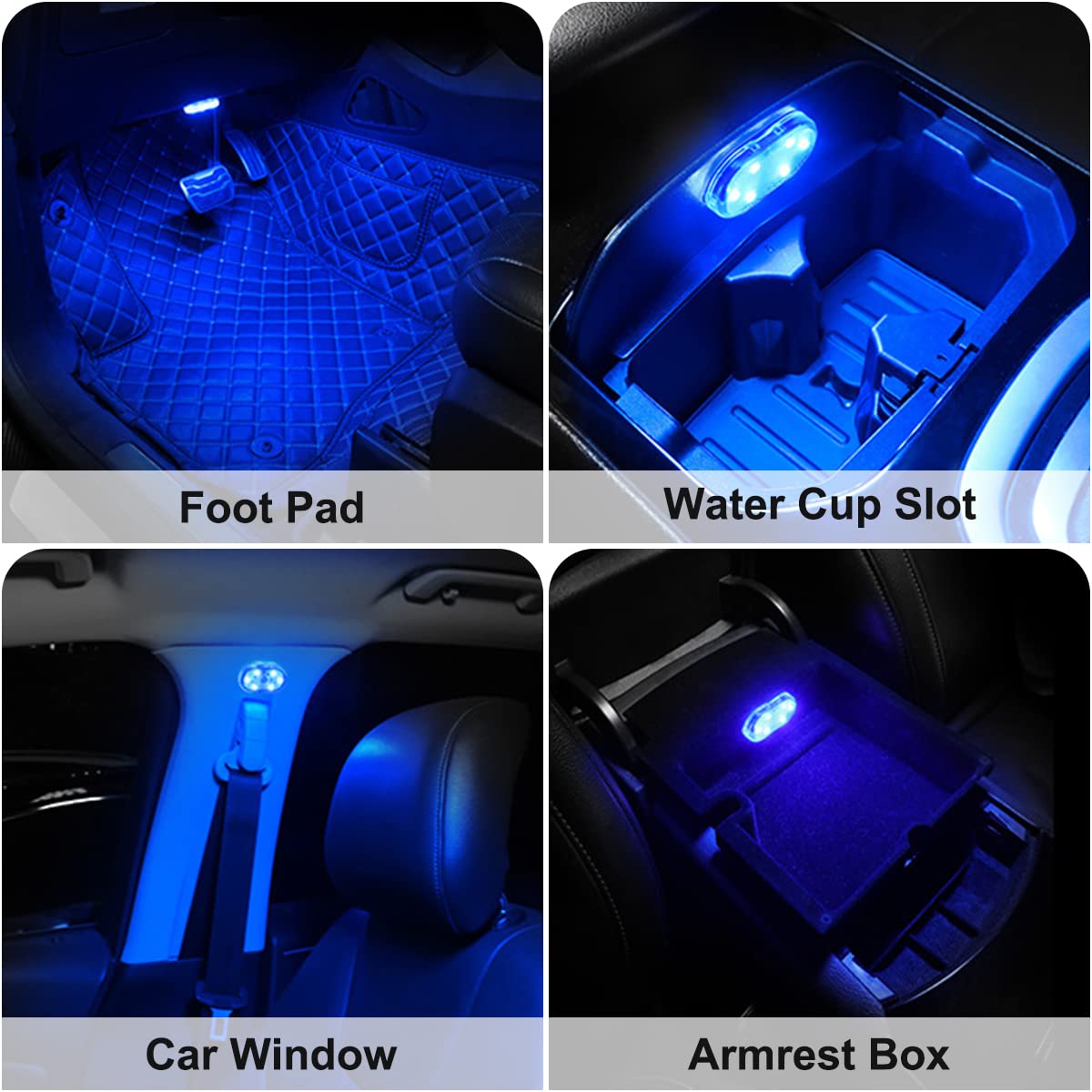 4PCS Wireless RGB Car Interior Lights – Rechargeable Ambient LED Car Decor