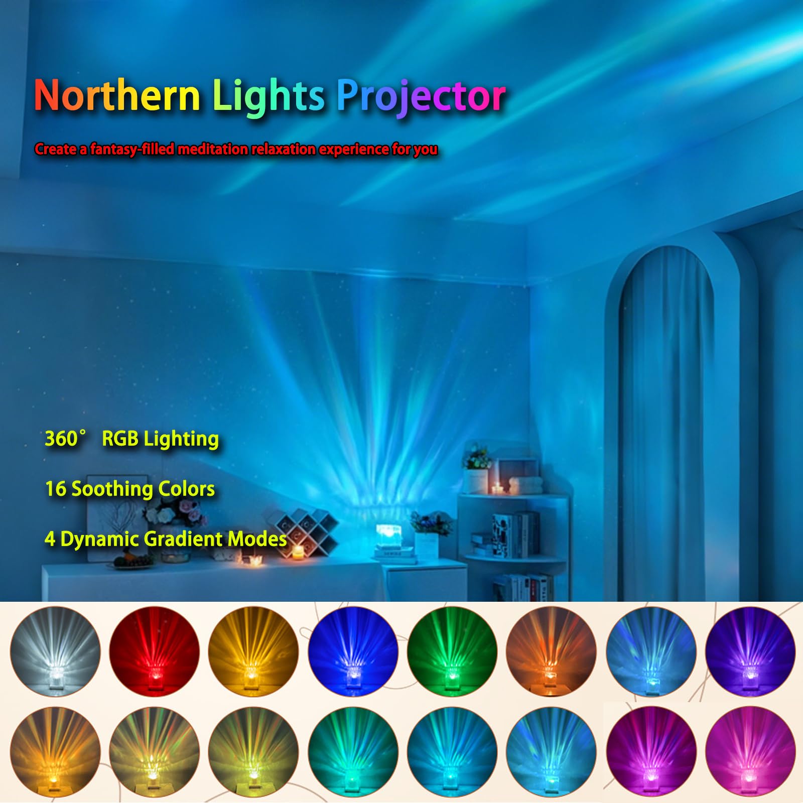 Ocean Wave LED Projector – 16-Color 3D Water Ripple Night Light with Remote for Bedroom, Kids Room, Bathroom & Relaxation