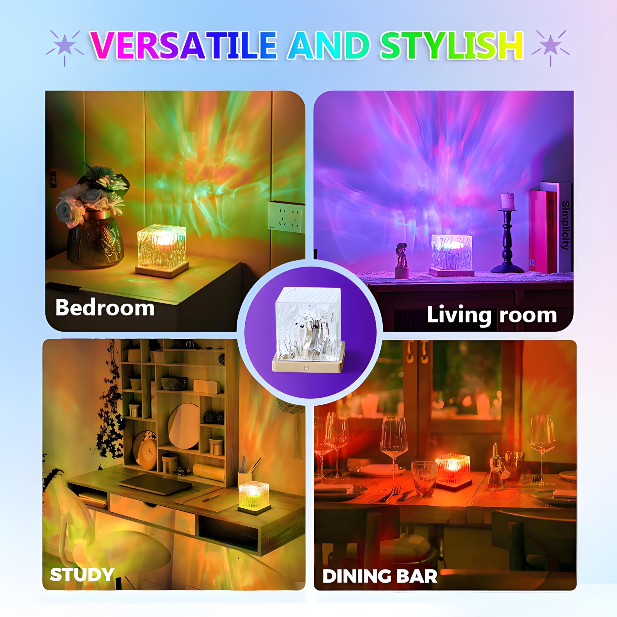 Ocean Wave LED Projector – 16-Color 3D Water Ripple Night Light with Remote for Bedroom, Kids Room, Bathroom & Relaxation