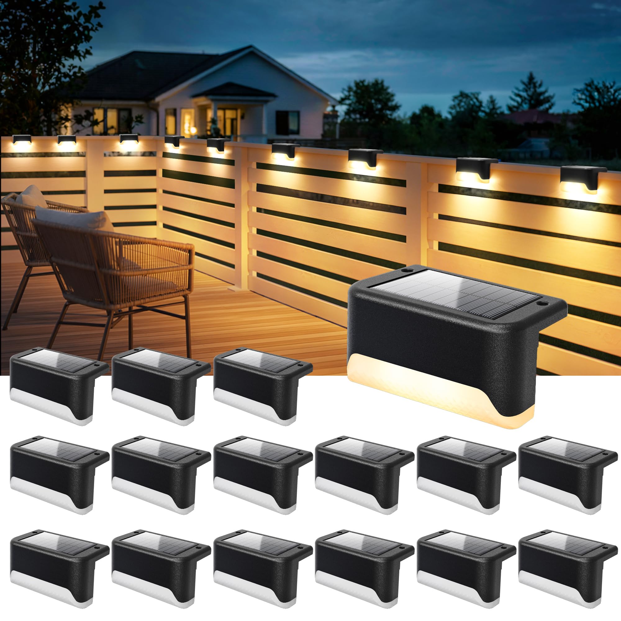 Solar Deck Lights – Waterproof RGB LED Fence & Step Lights for Outdoor Decor