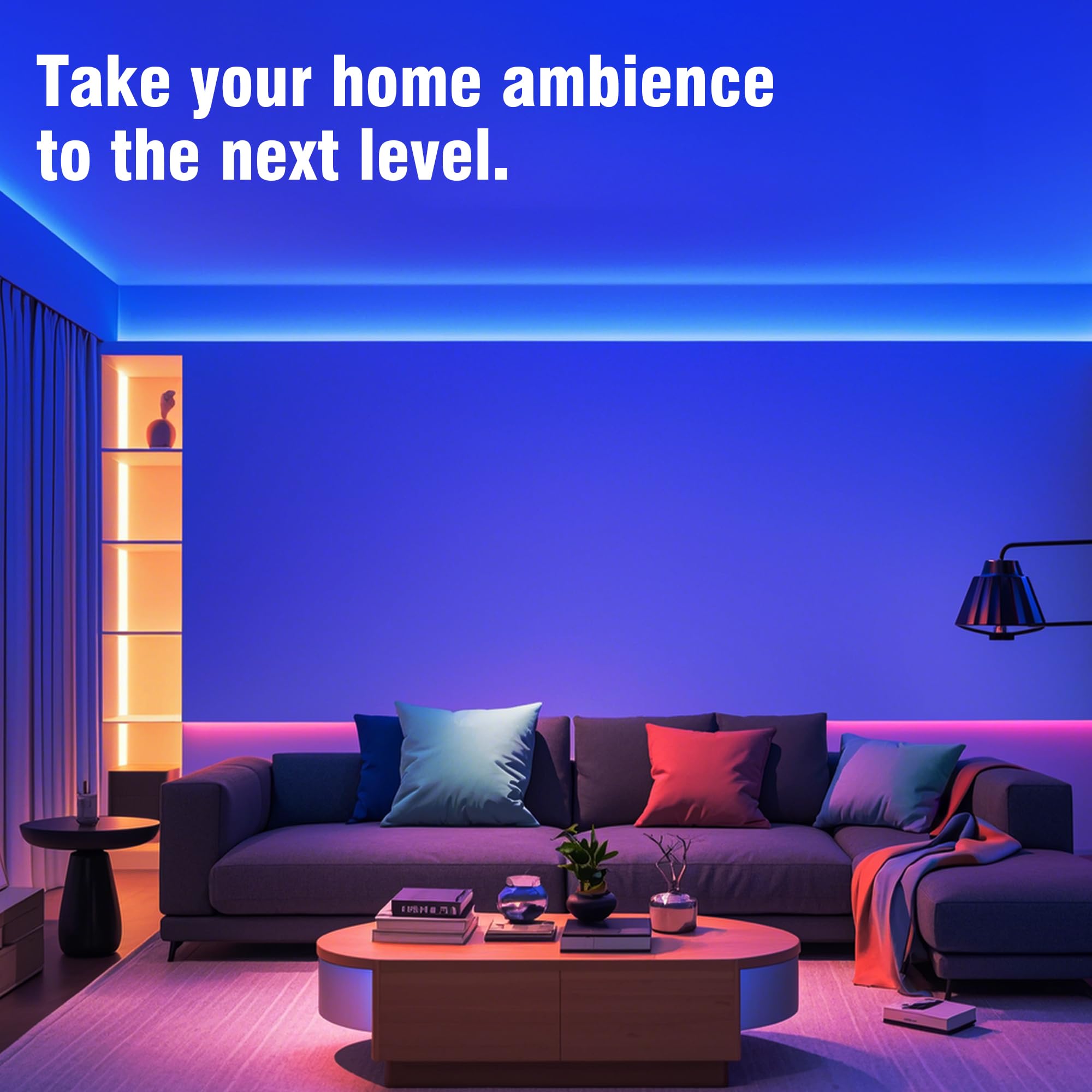 100ft RGB LED Strip Lights – Color Changing Smart LED Light Kit with Bluetooth & IR Remote, Music Sync Room Lighting for Bedroom, Home