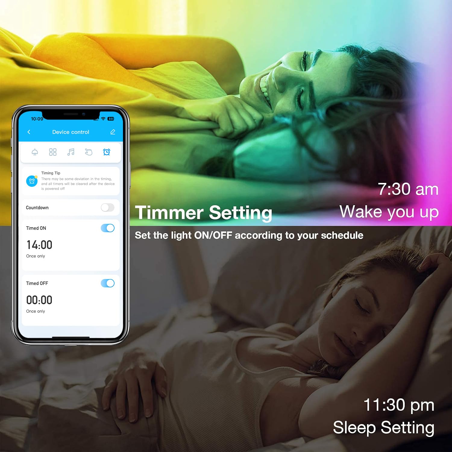 100ft RGB LED Strip Lights – Color Changing Smart LED Light Kit with Bluetooth & IR Remote, Music Sync Room Lighting for Bedroom, Home