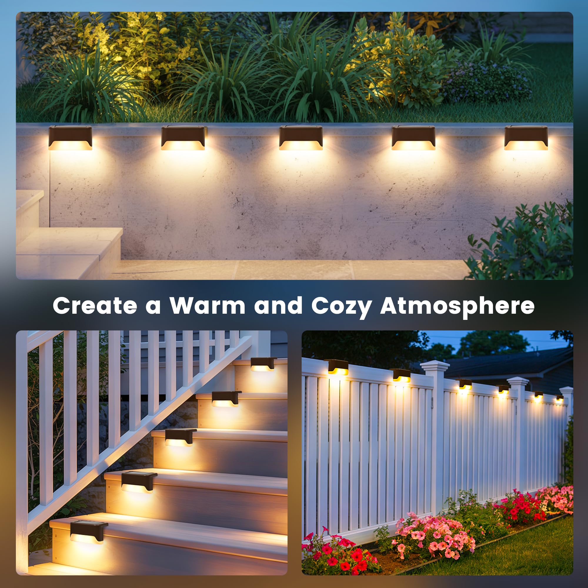 Solar Deck Lights – Waterproof RGB LED Fence & Step Lights for Outdoor Decor