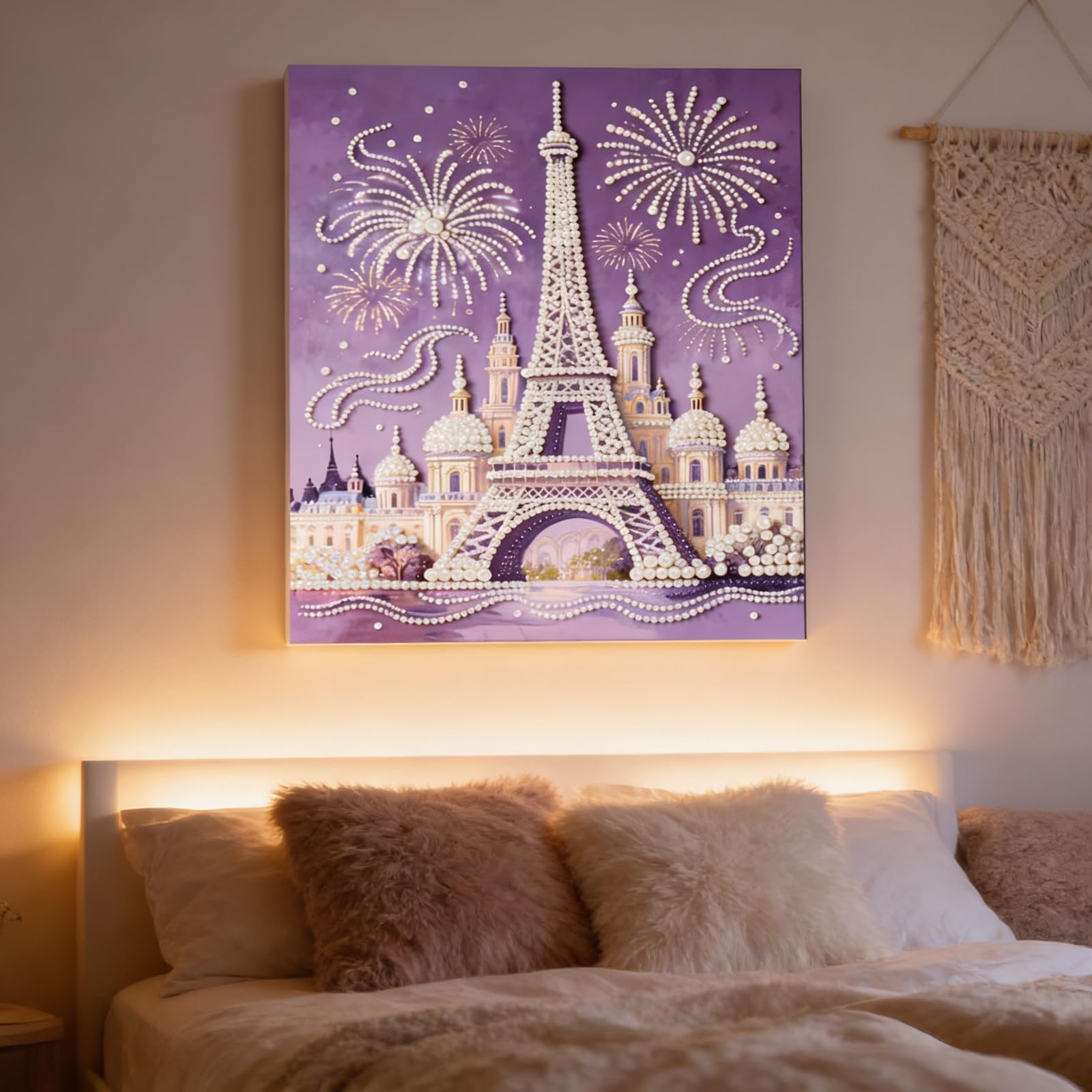 3D Pearl Painting DIY Kit – Castle Fireworks Design Beaded Art Craft for Adults & Beginners Home Decor