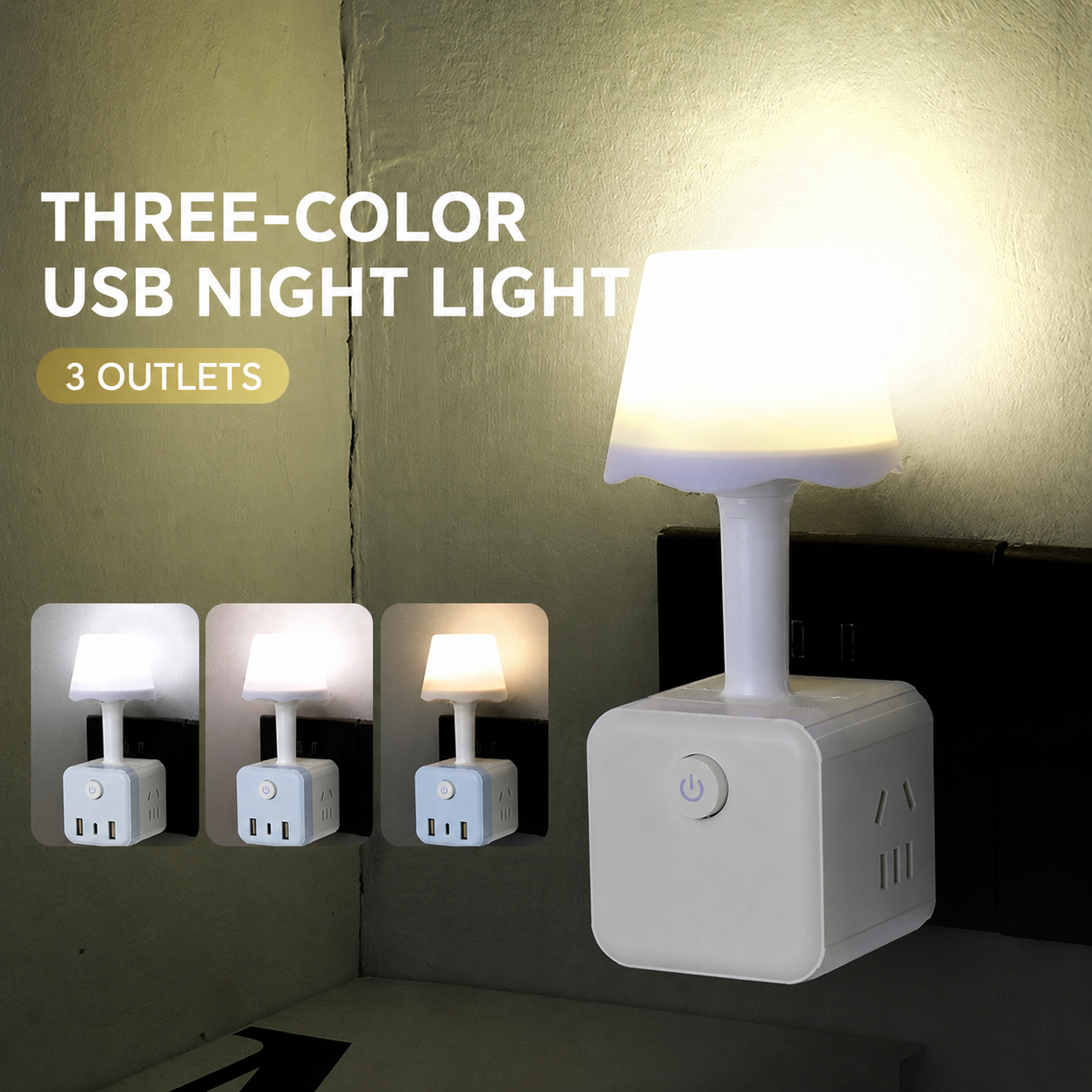 Mini USB Night Light Power Cube – Bedside Lamp & Charging Station