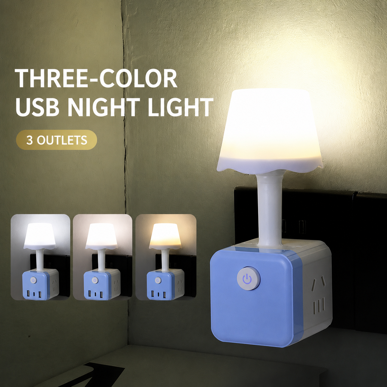 Mini USB Night Light Power Cube – Bedside Lamp & Charging Station