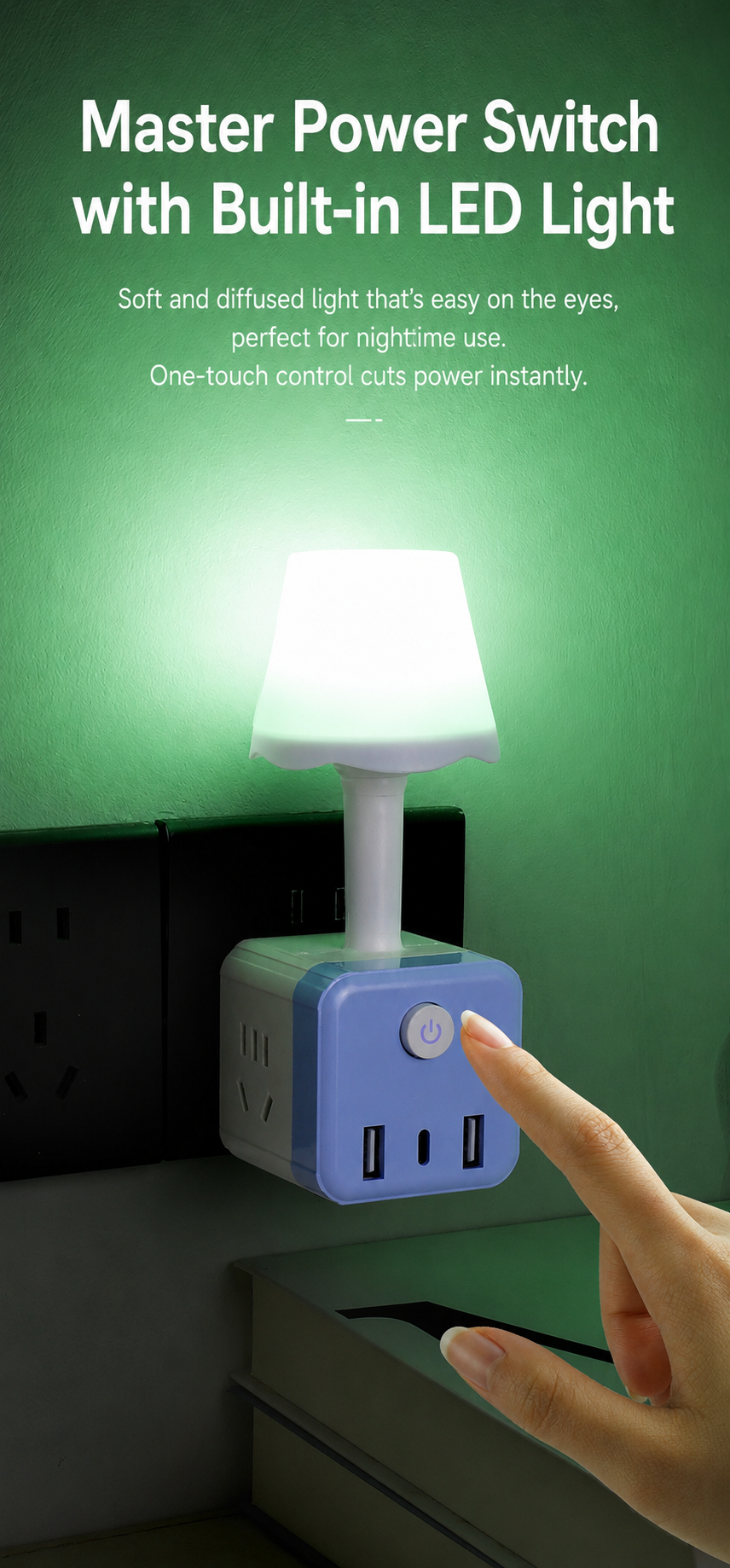 Mini USB Night Light Power Cube – Bedside Lamp & Charging Station