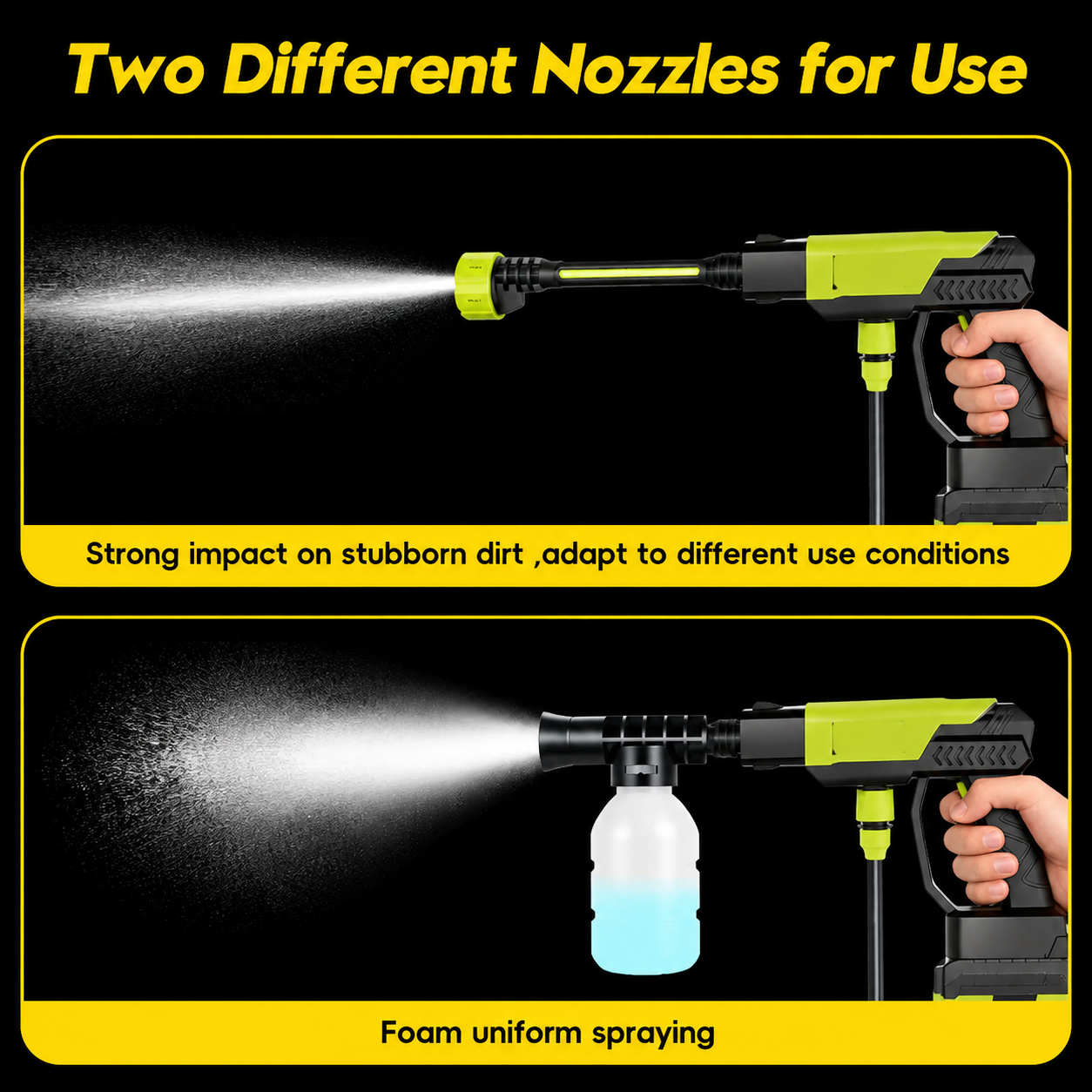 21V Cordless Pressure Washer – Portable High Power Car Wash Gun with Rechargeable Battery, Multi-Nozzle & Foam Spray for Fast Car/Home Cleaning