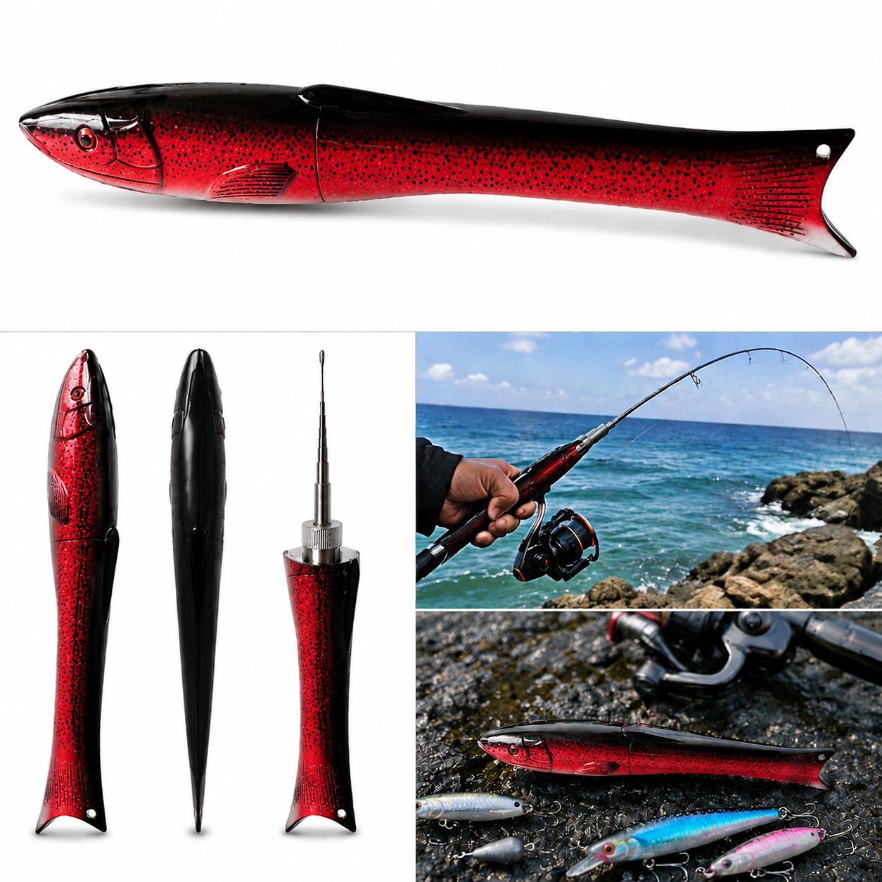 Fish-Shaped Pocket Fishing Rod – 1.6M Telescopic Carbon Fiber Travel Rod