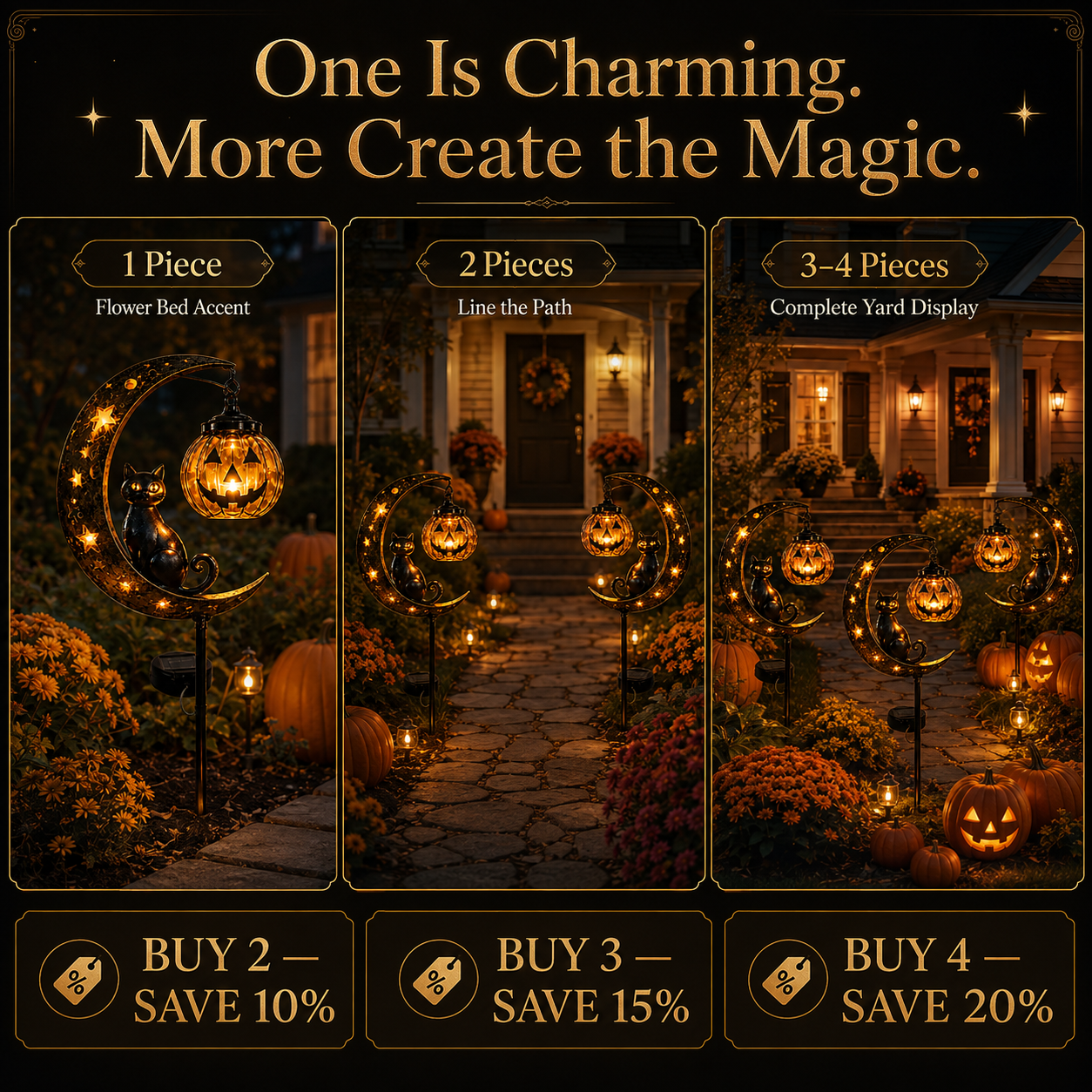 Solar Pumpkin Moon Garden Stake Light – Black Cat Halloween Outdoor Decor