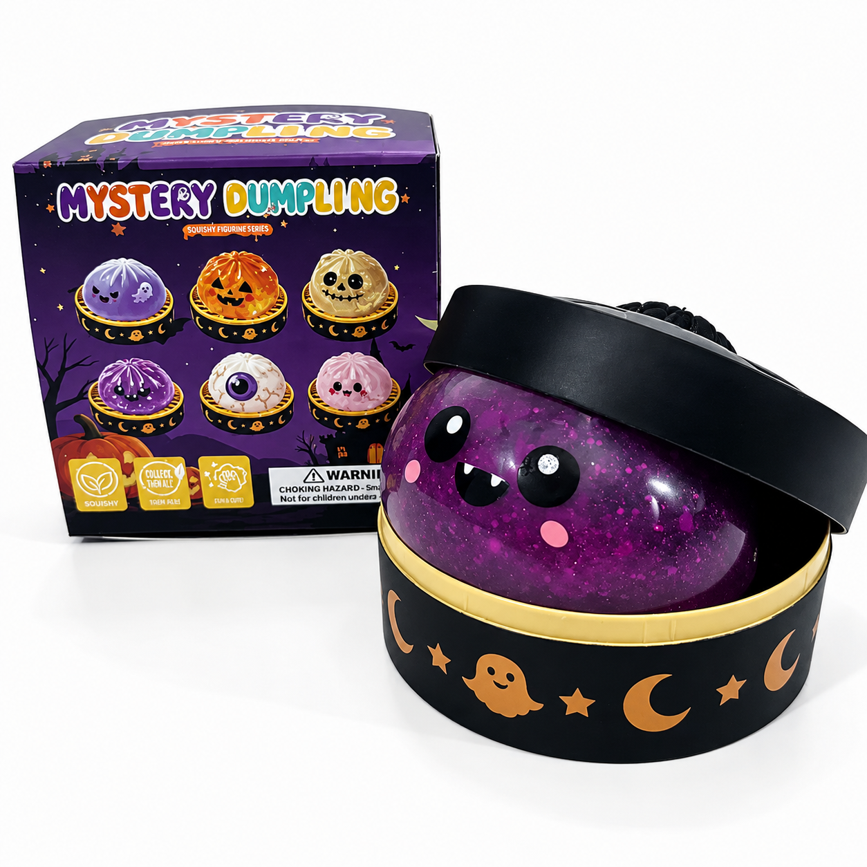 Halloween Ghost Dumpling Squishy Set – Glitter Stress Relief Fidget Toys & Party Favors