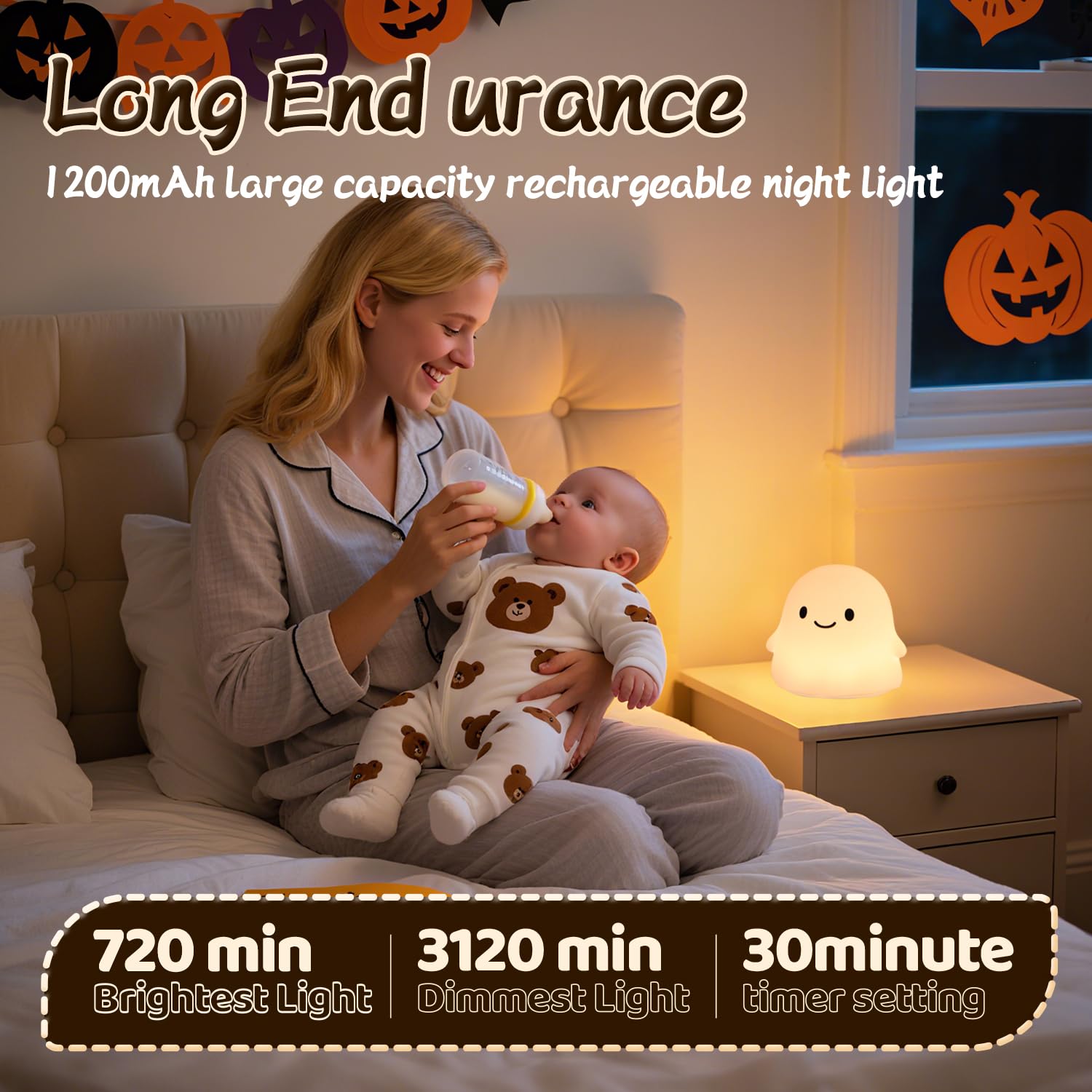 Cute Bunny Silicone Night Light – Rechargeable Squishy Rabbit Lamp with Touch Control & 30-Min Timer for Kids Bedroom & Nursery