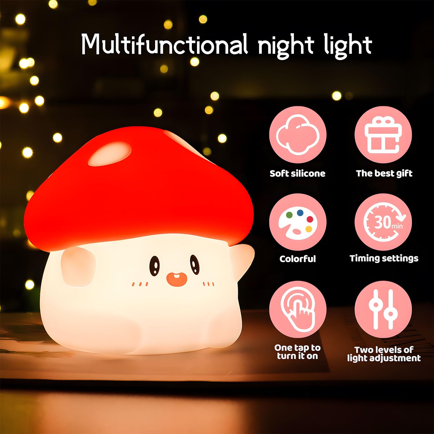 Cute Bunny Silicone Night Light – Rechargeable Squishy Rabbit Lamp with Touch Control & 30-Min Timer for Kids Bedroom & Nursery