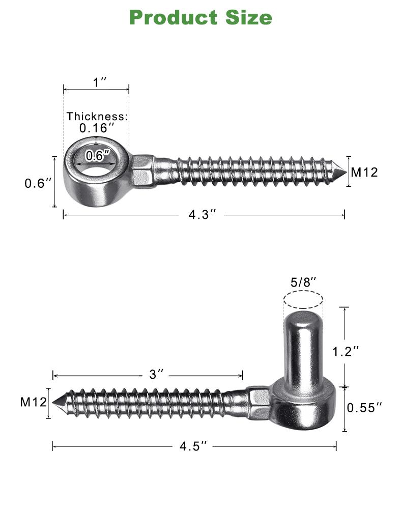 M12 Fence Gate Mounting Bolt 2 Pack