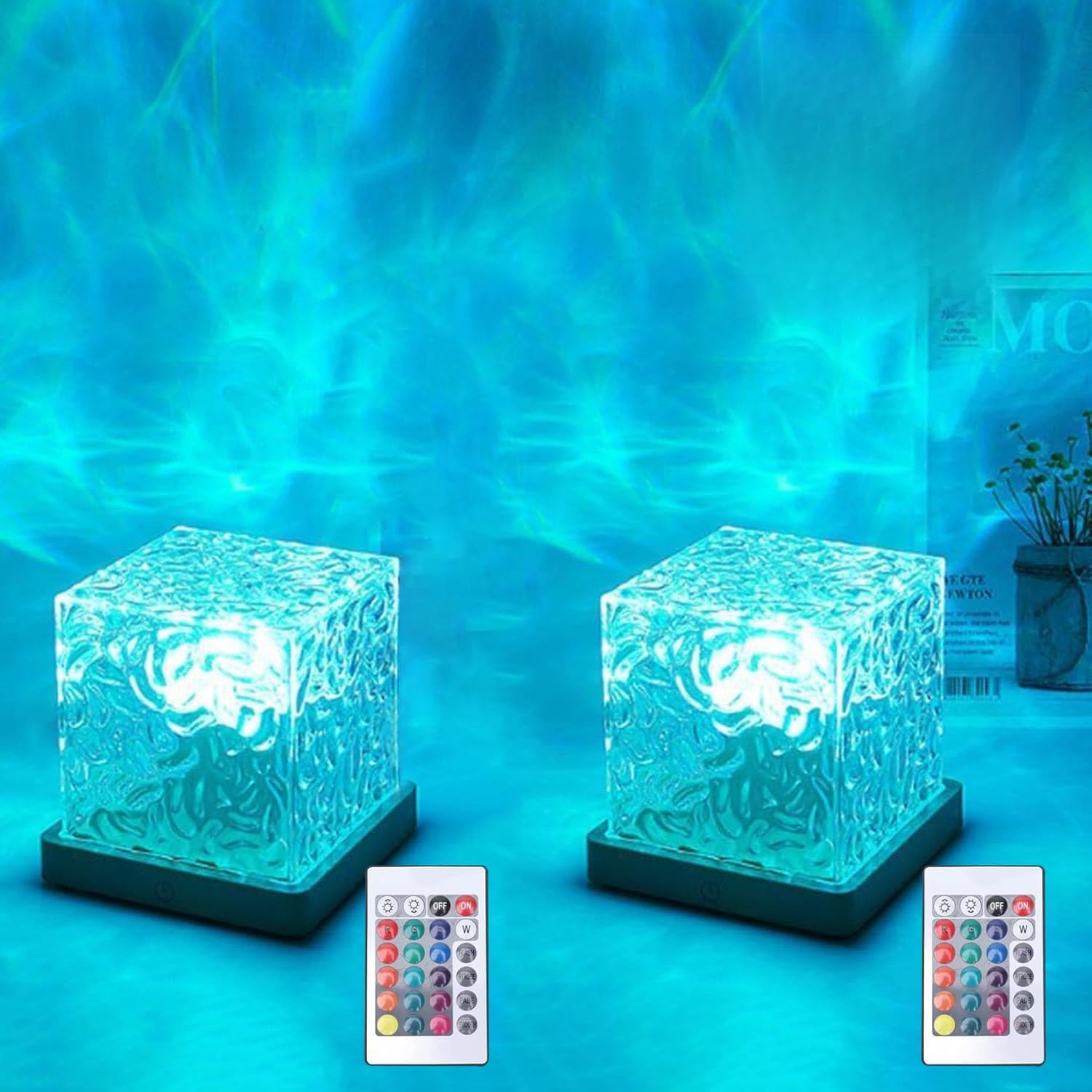 Ocean Wave LED Projector – 16-Color 3D Water Ripple Night Light with Remote for Bedroom, Kids Room, Bathroom & Relaxation