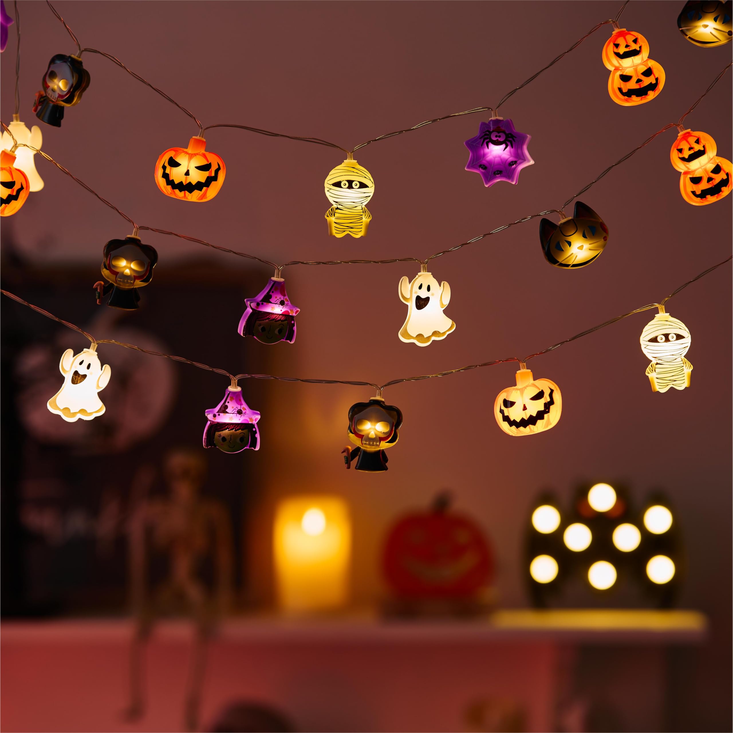 Halloween String Lights – 10FT 20 LED Fairy Lights with Timer & 8 Flash Modes for Spooky Home Decorations