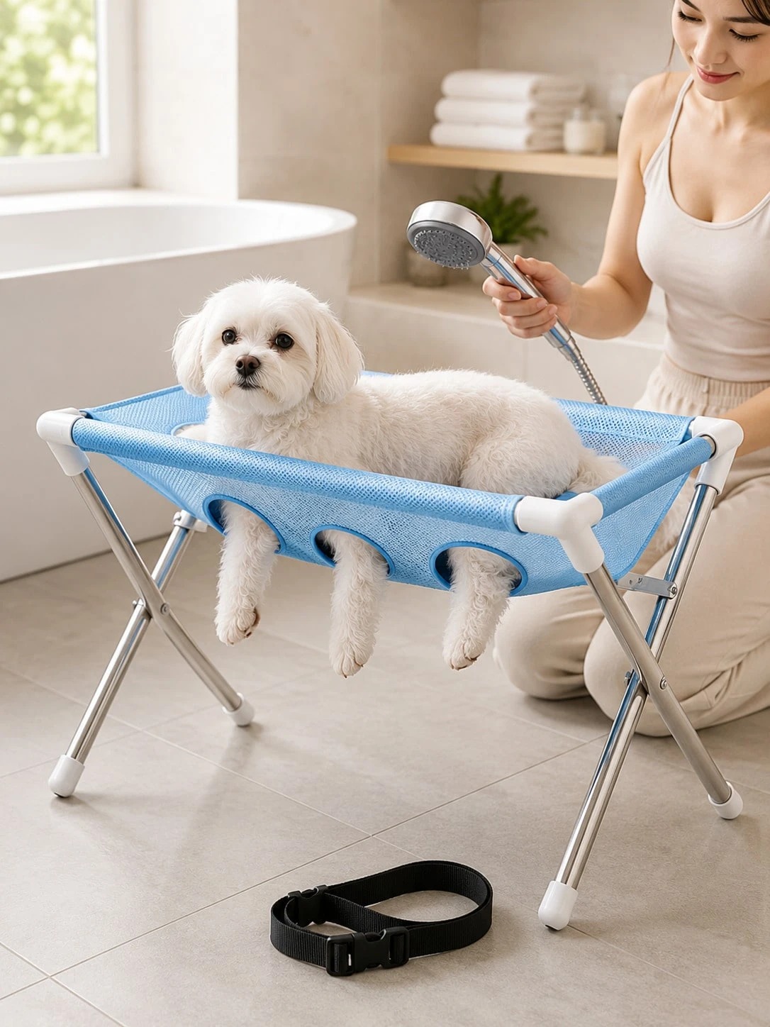 Foldable Dog Bathing Stand – Elevated Pet Grooming & Shower Platform for Dogs