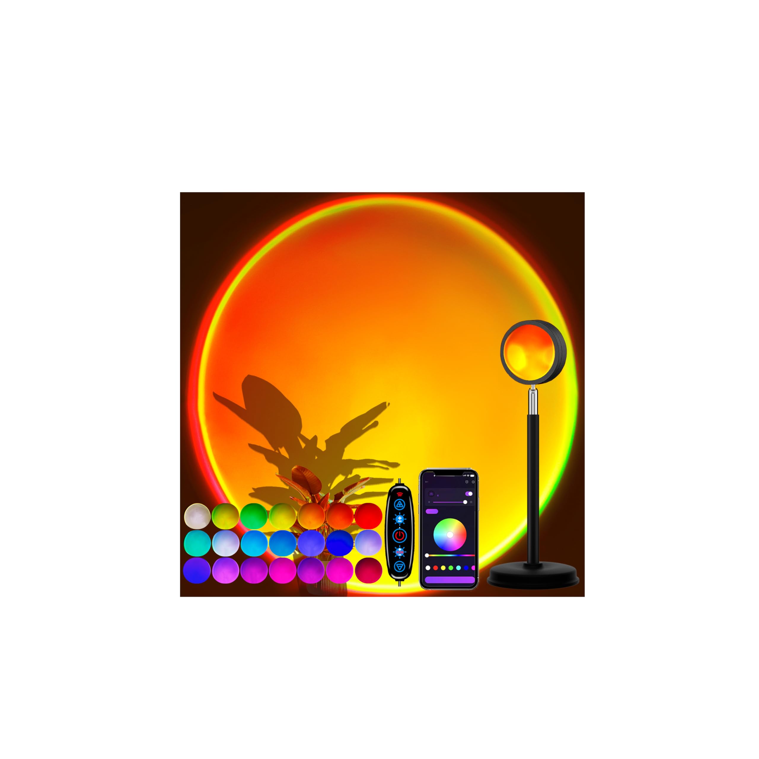 Sunset LED Lamp Projector – 21 Color Changing APP-Controlled Mood Light