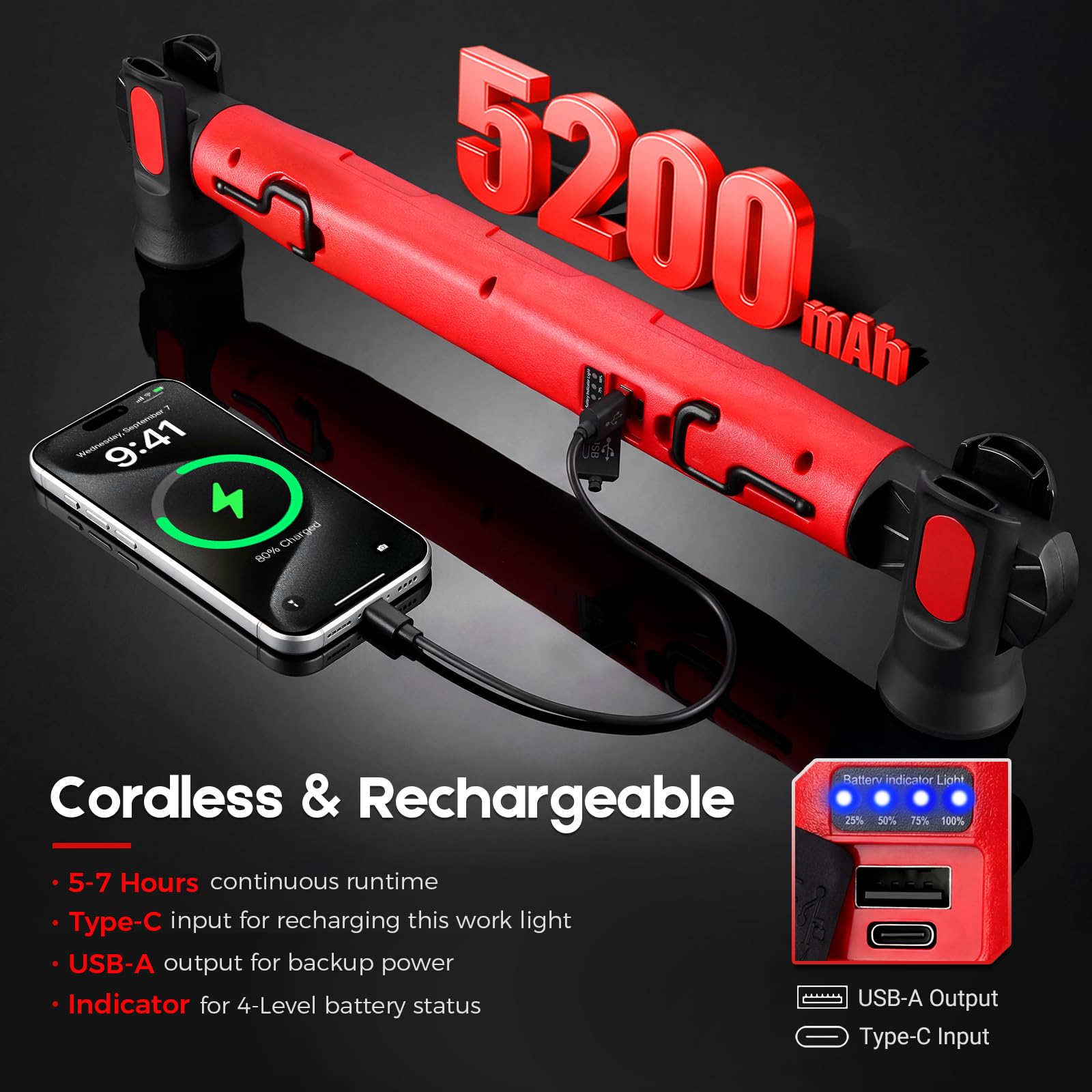 Magnetic LED Work Light – Rechargeable Under Hood Inspection Lamp