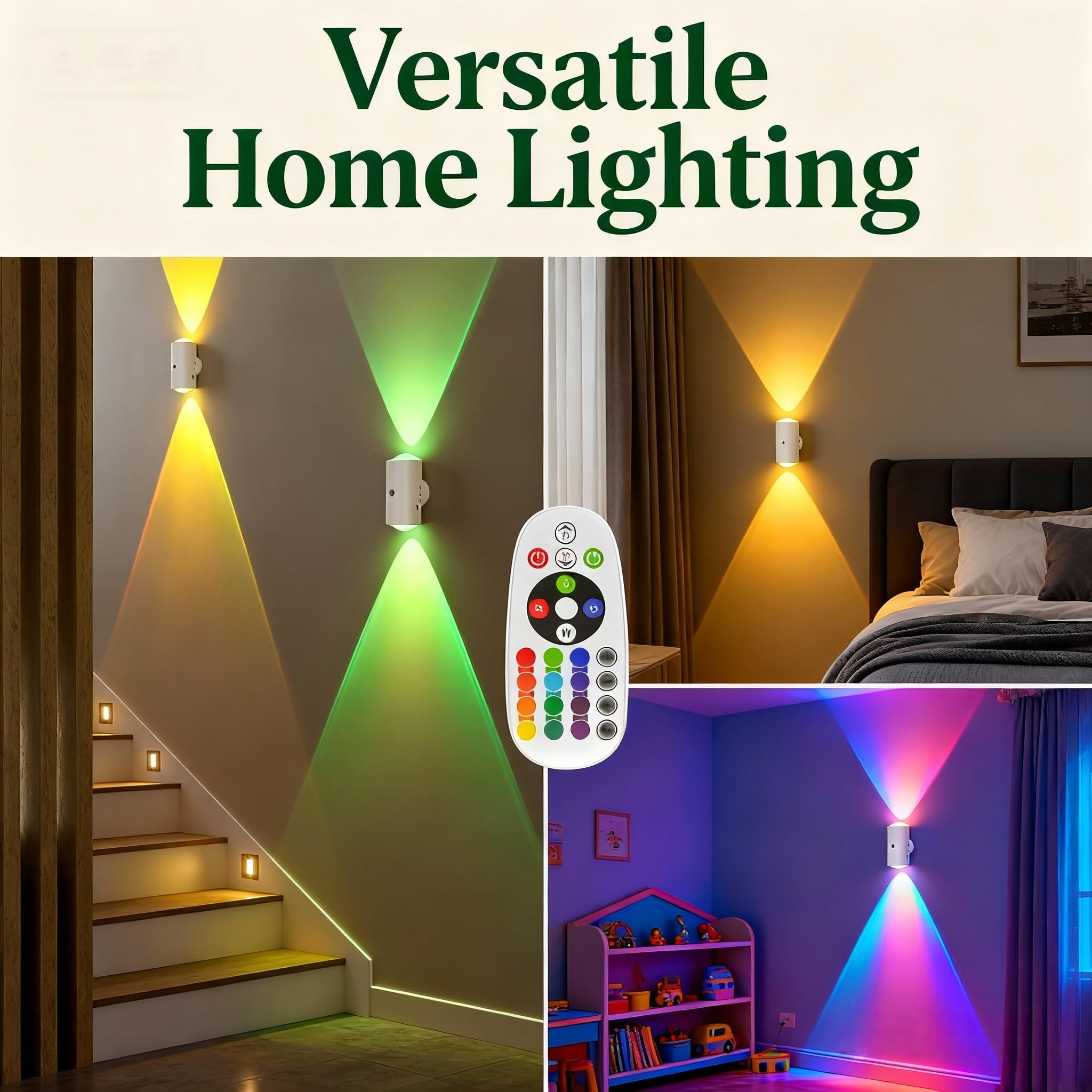 4PCS Motion Sensor RGB Wall Lights – Rechargeable Ambient Night Lamps