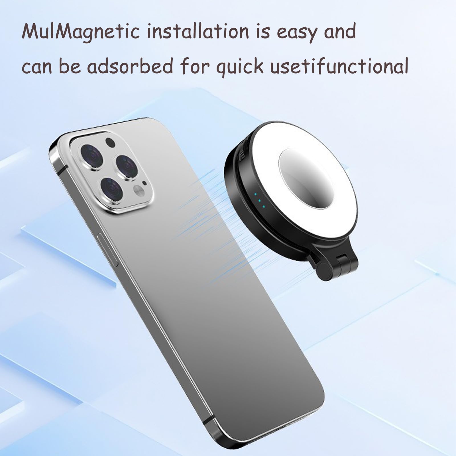 3-in-1 Magnetic Selfie Light with Mirror – Rechargeable LED Fill Light for Phones