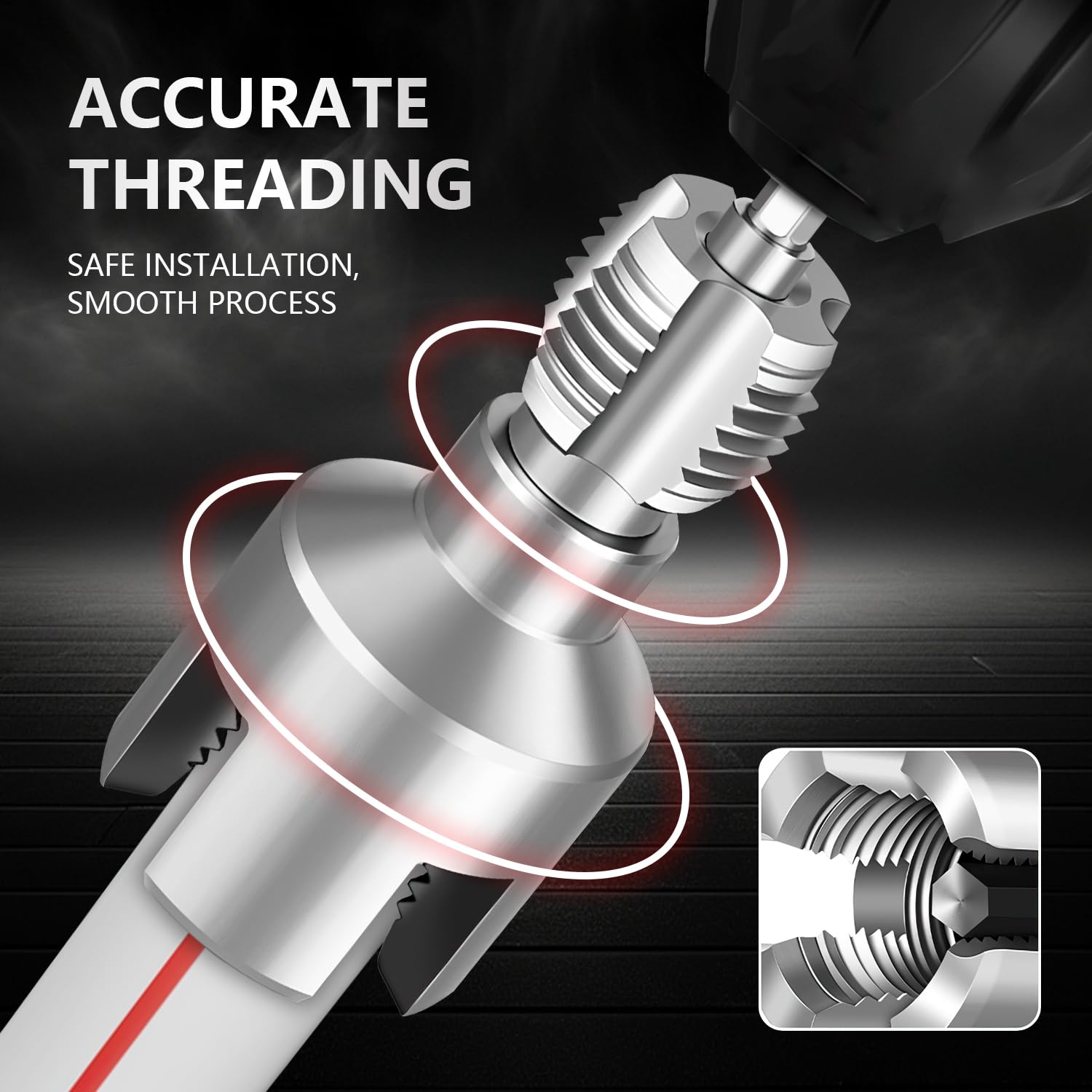 Upgraded 4-in-1 Pipe Threading Tool – Drill-Powered Water Pipe Tap Set for 1/2", 3/4" & 1" Pipes