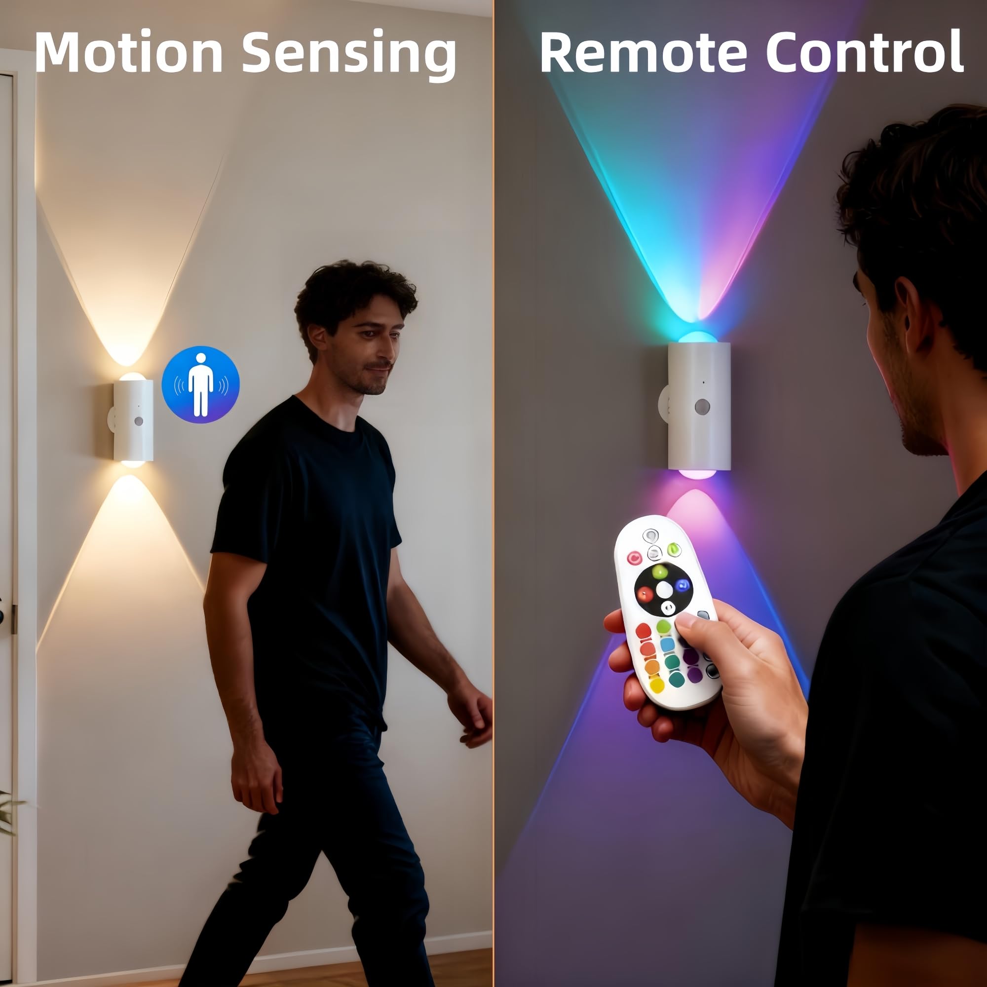 4PCS Motion Sensor RGB Wall Lights – Rechargeable Ambient Night Lamps