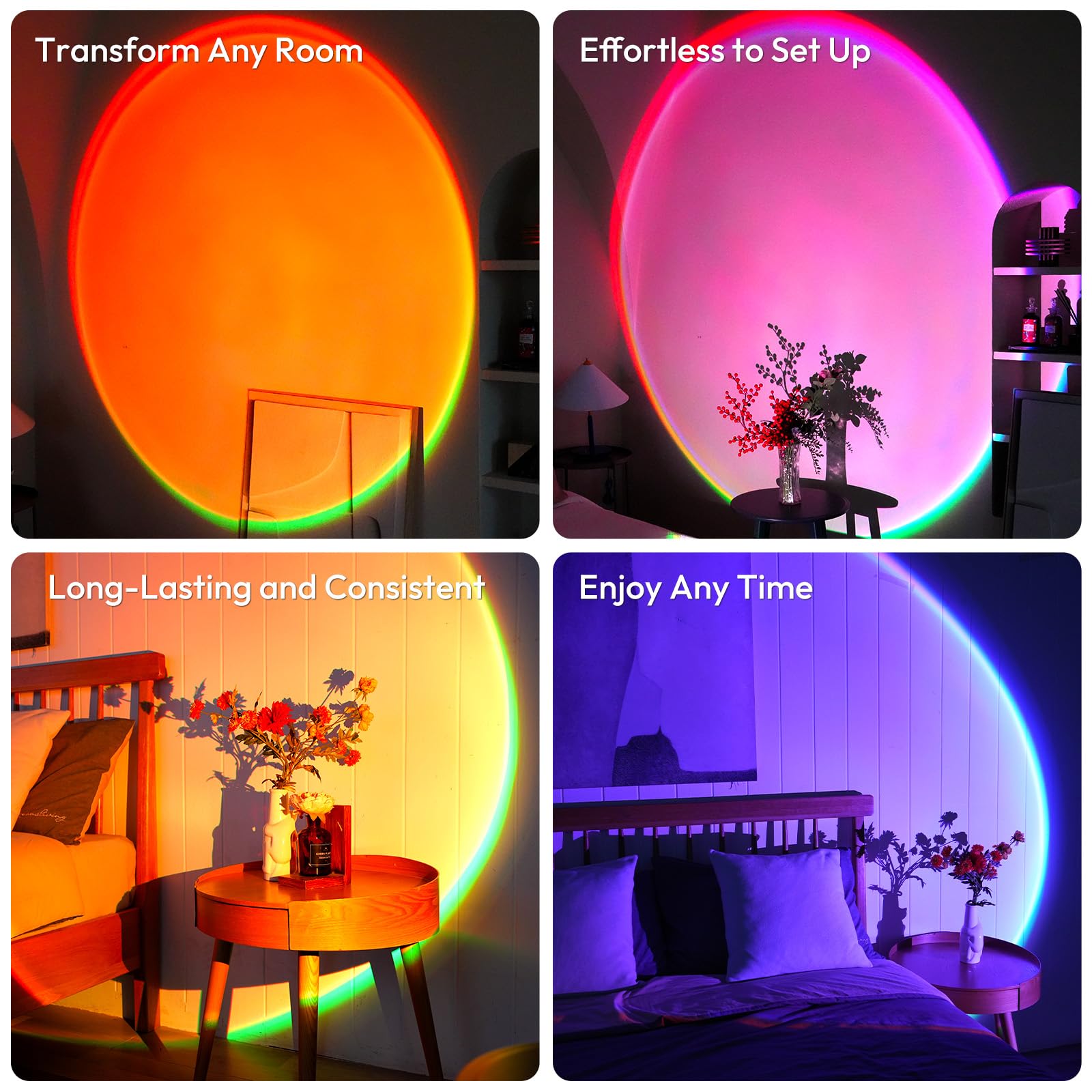 Sunset LED Lamp Projector – 21 Color Changing APP-Controlled Mood Light