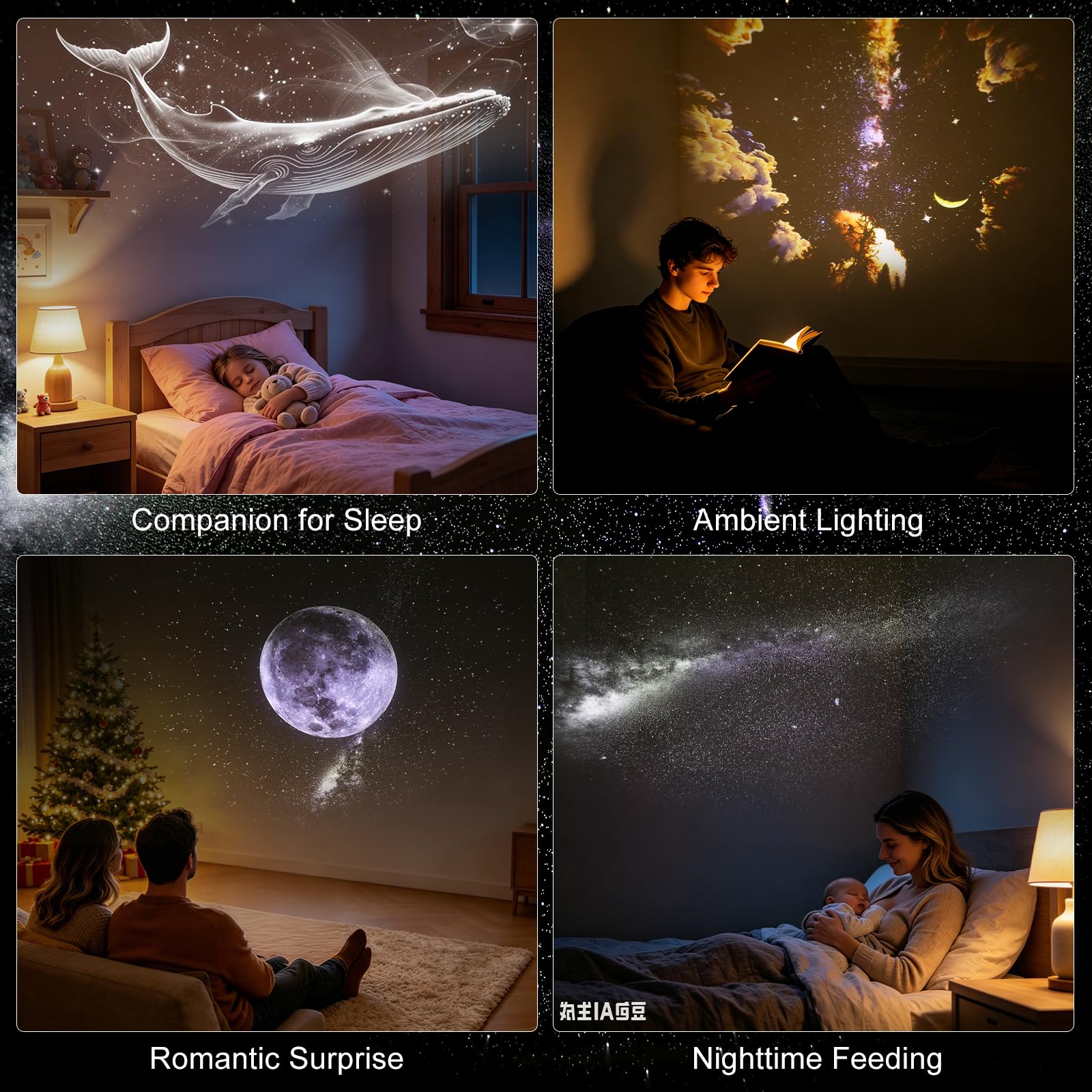 2-in-1 Galaxy Projector Night Light – Rotating Starry Sky Lamp for Bedroom