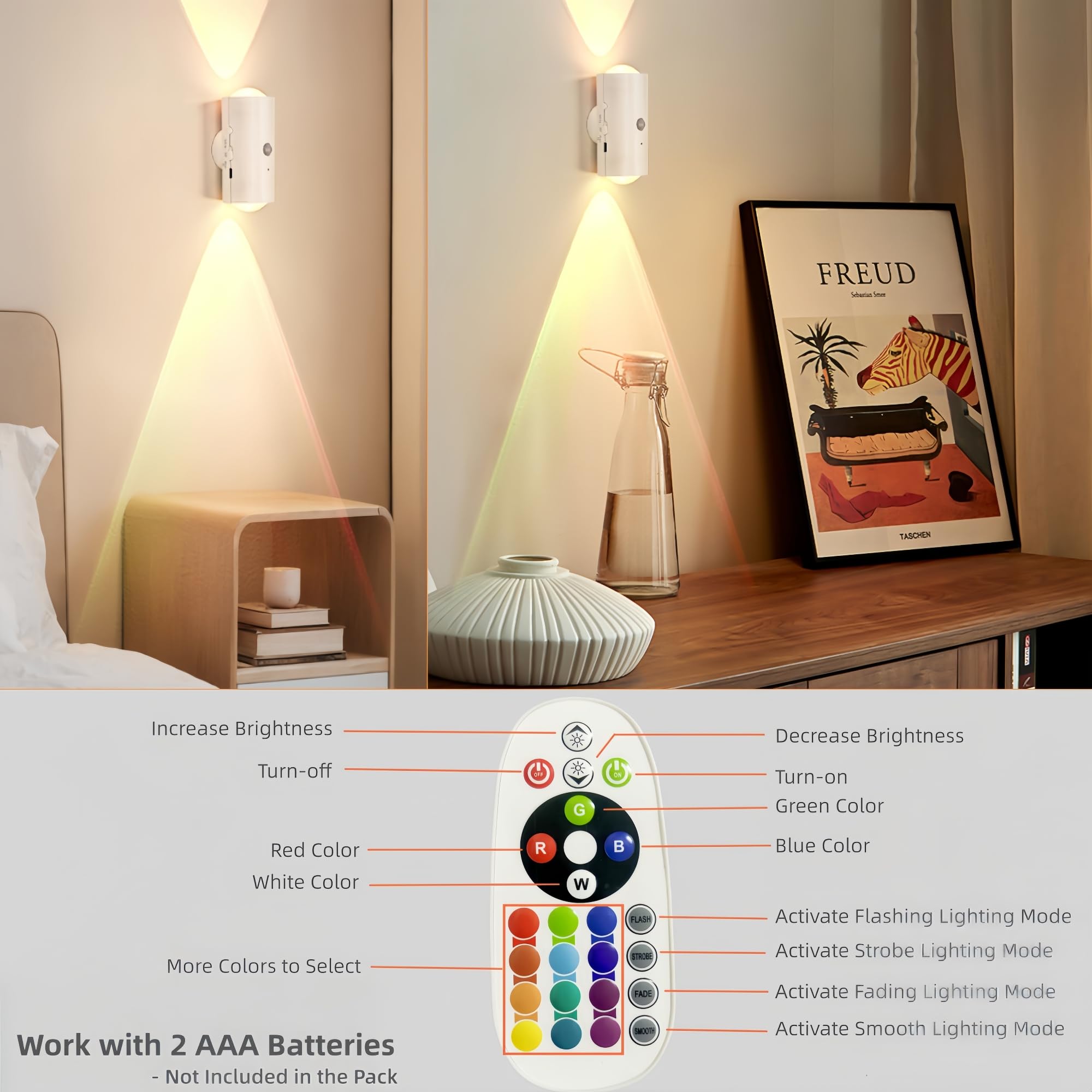 4PCS Motion Sensor RGB Wall Lights – Rechargeable Ambient Night Lamps