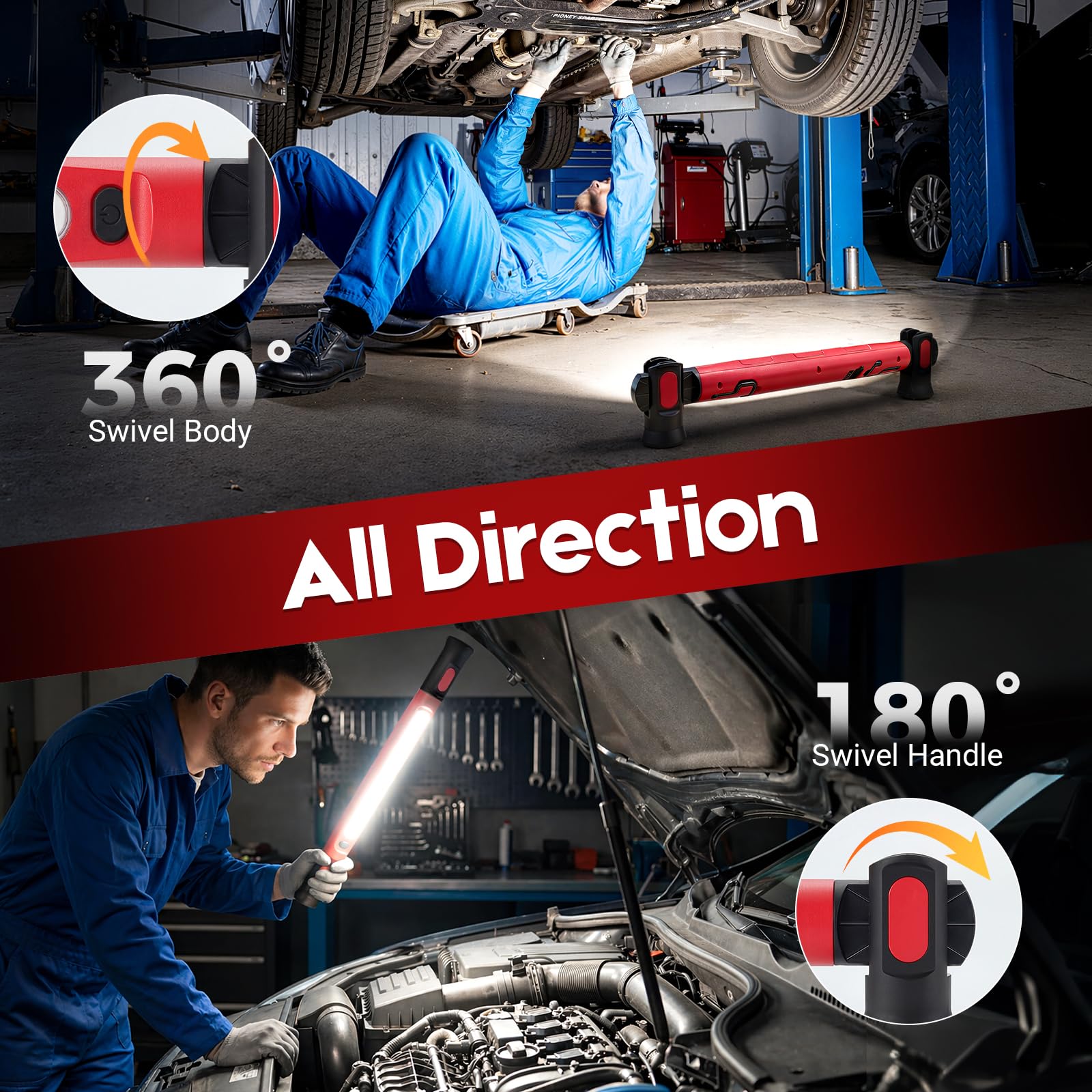 Magnetic LED Work Light – Rechargeable Under Hood Inspection Lamp