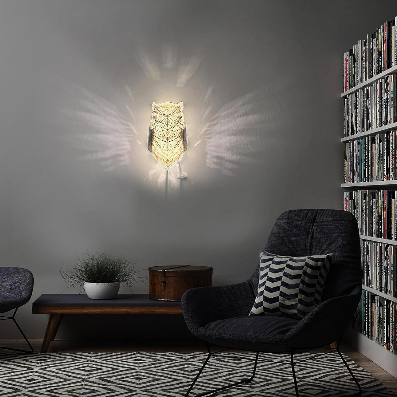 3D Bald Eagle LED Wall Lamp – Geometric Resin Sculpture Light for Bedroom, Study, Hallway & Modern Home Decor