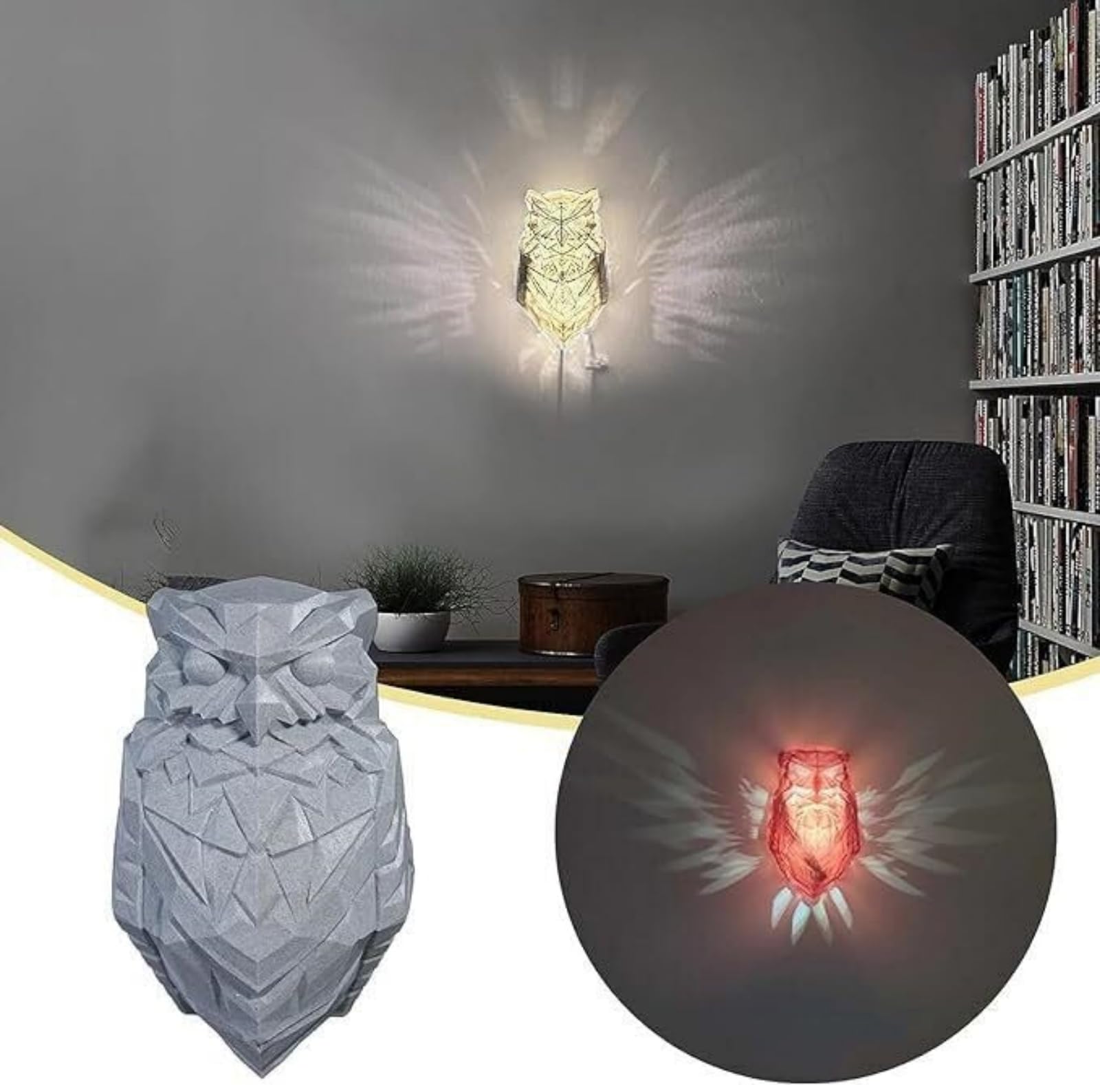 3D Bald Eagle LED Wall Lamp – Geometric Resin Sculpture Light for Bedroom, Study, Hallway & Modern Home Decor
