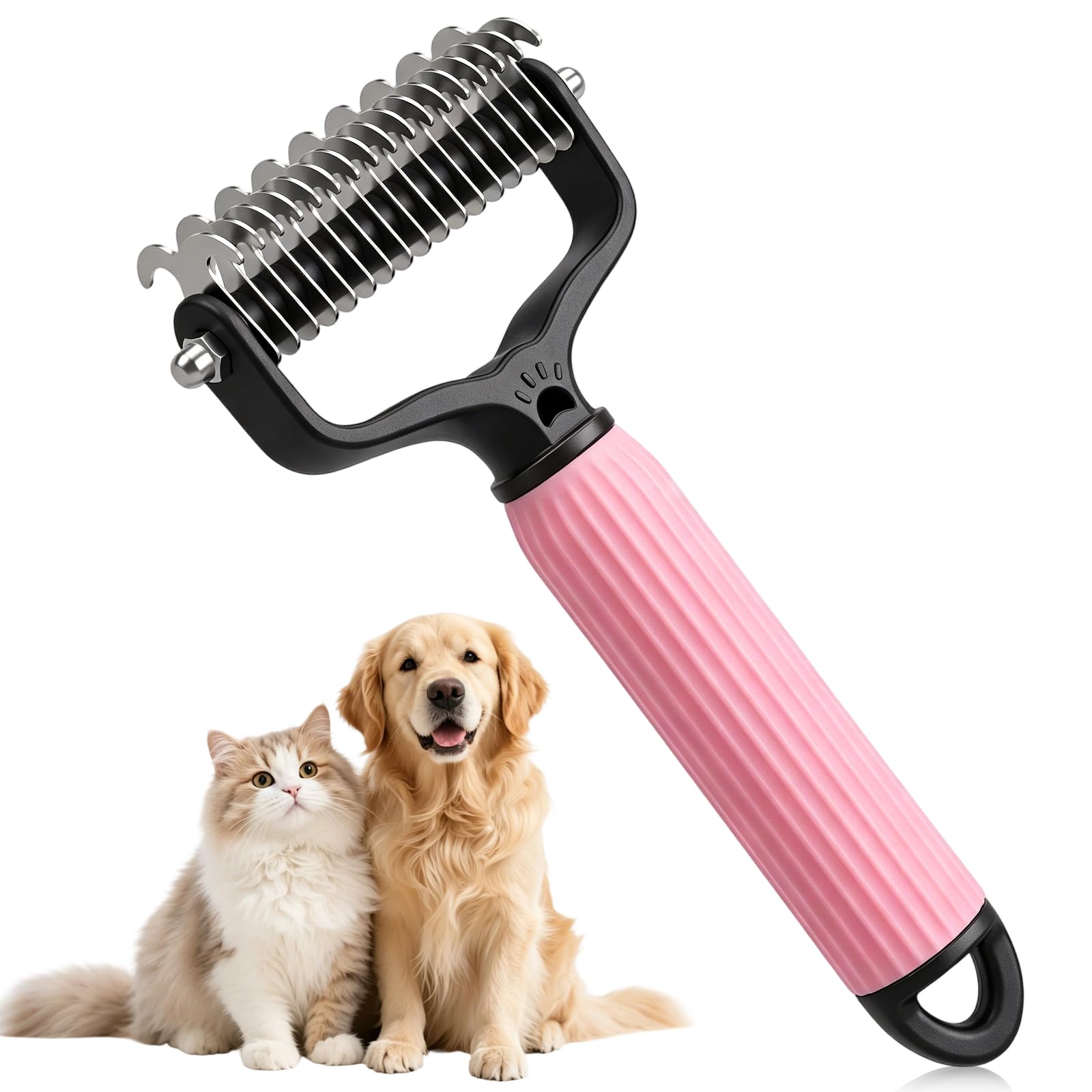 Pet Dematting & Deshedding Brush – Removes Knots, Tangles & Loose Fur for Dogs & Cats