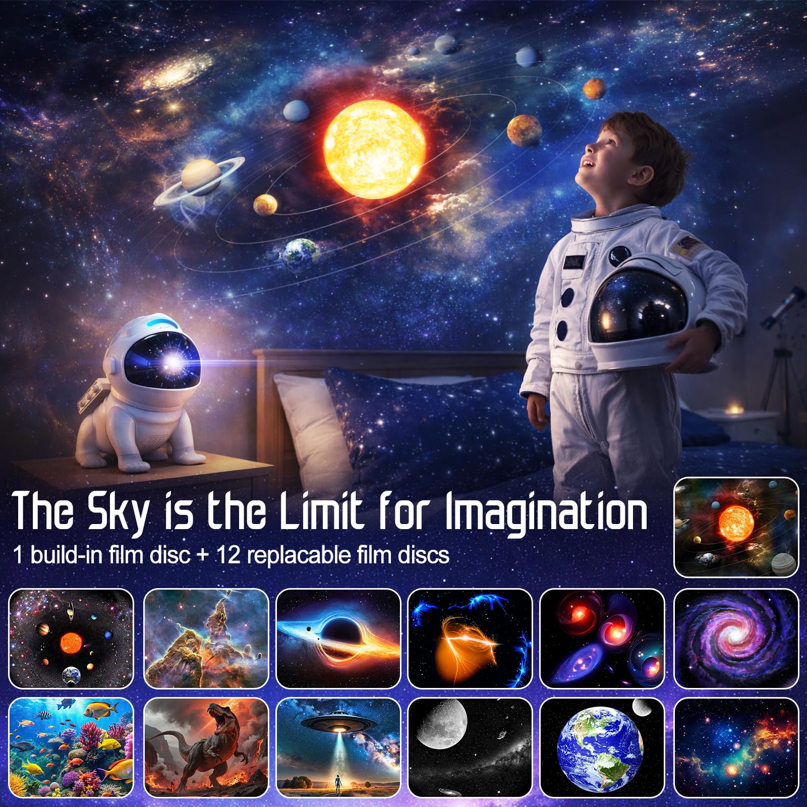 Astronaut Galaxy Projector – LED Star & Space Night Light for Bedroom, Teens & Adults, Ambient Ceiling Decor, Birthday & Aesthetic Room Lighting