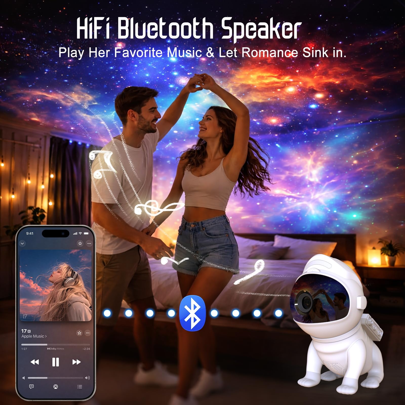 Astronaut Galaxy Projector – LED Star & Space Night Light for Bedroom, Teens & Adults, Ambient Ceiling Decor, Birthday & Aesthetic Room Lighting