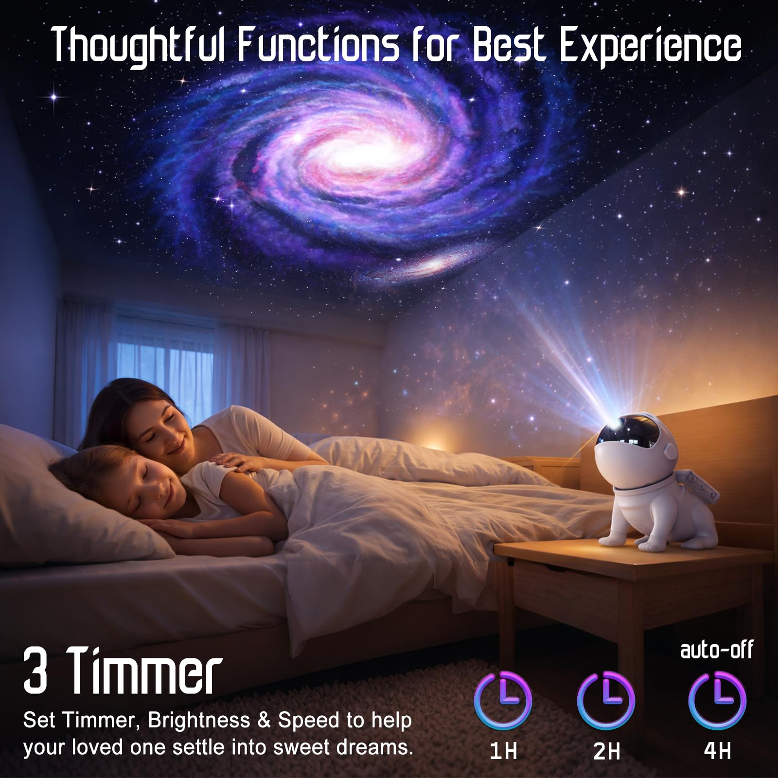 Astronaut Galaxy Projector – LED Star & Space Night Light for Bedroom, Teens & Adults, Ambient Ceiling Decor, Birthday & Aesthetic Room Lighting