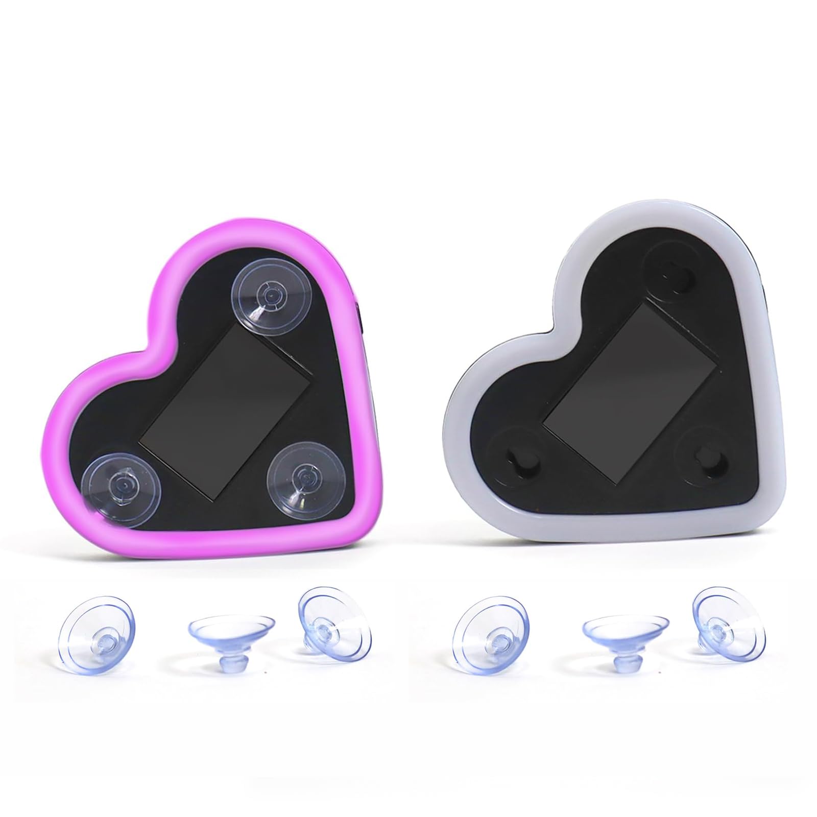 2PCS Heart-Shaped Car Ambient Lights – Solar Powered Pink LED Interior Decor