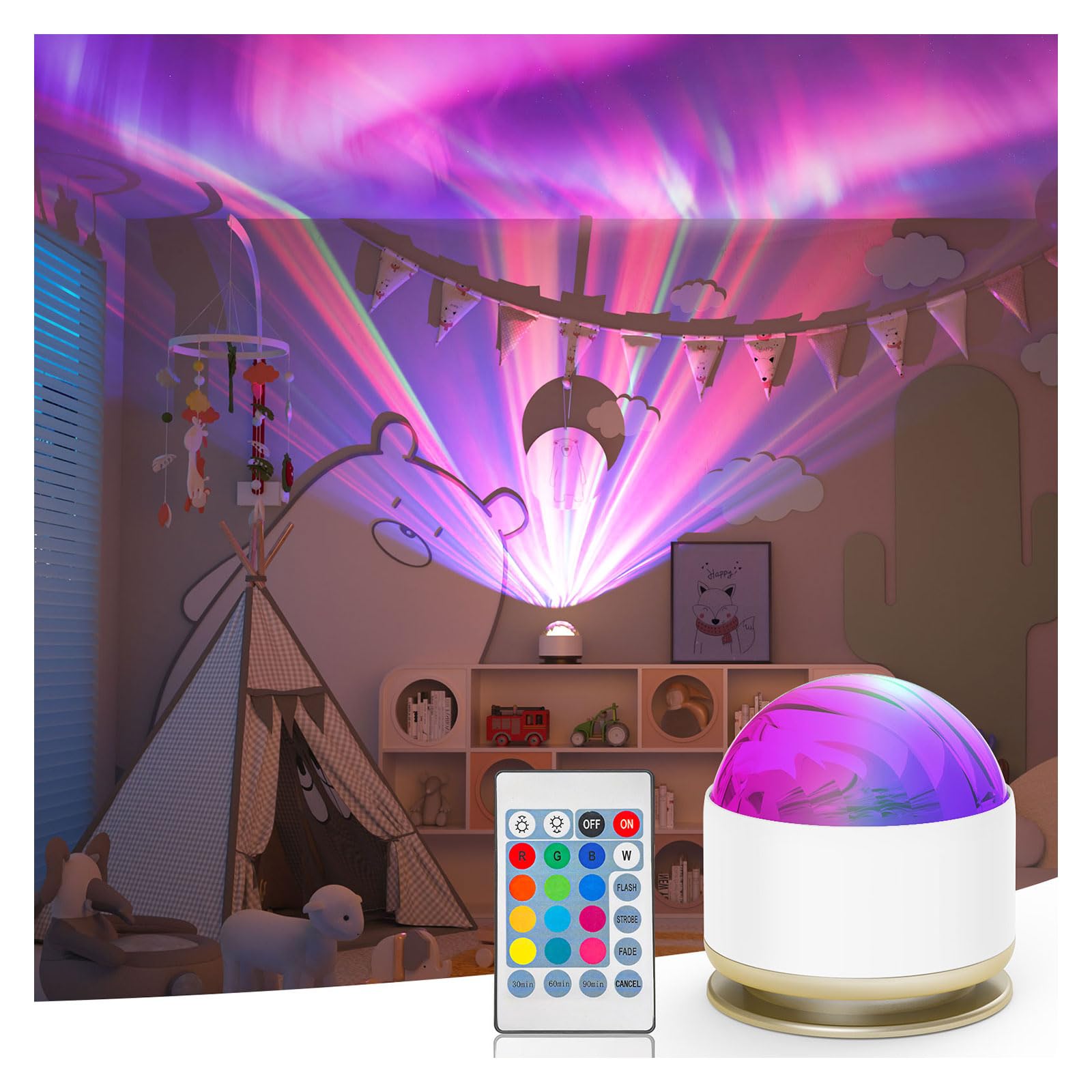 16-Color Aurora Night Light – Galaxy & Ocean Wave Projector Lamp for Bedroom & Party